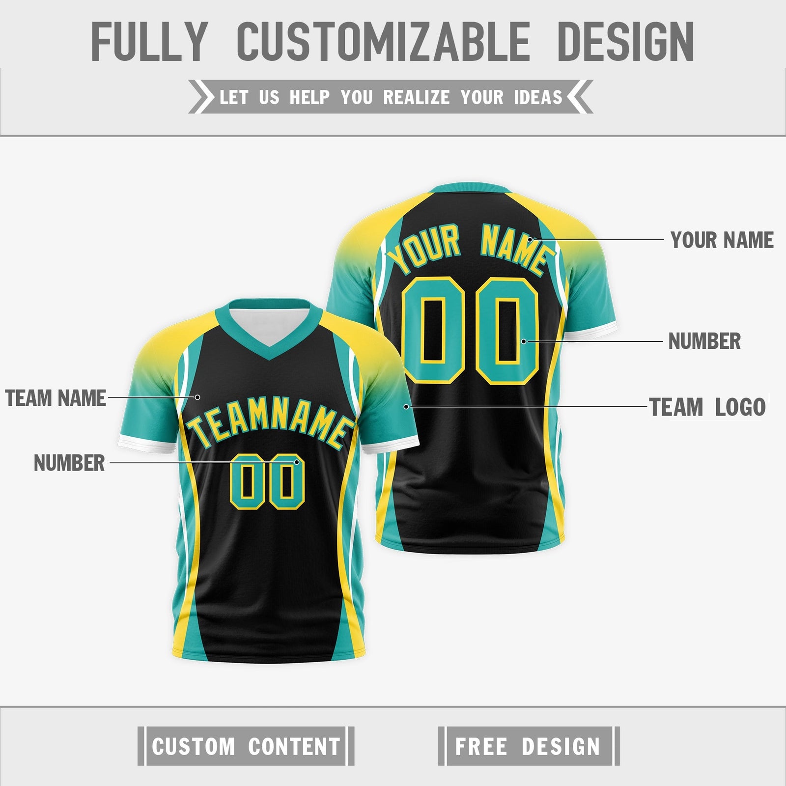 Custom Black Gold Aqua Reversible Breathable T-shirt| KXKSHOP