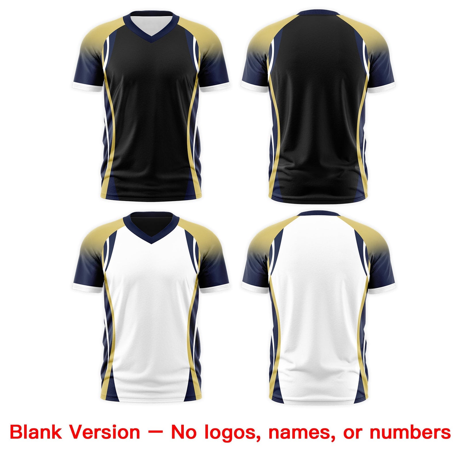 Custom Black Old Gold Navy Reversible Wrinkle-Resistant T-shirt| KXKSHOP