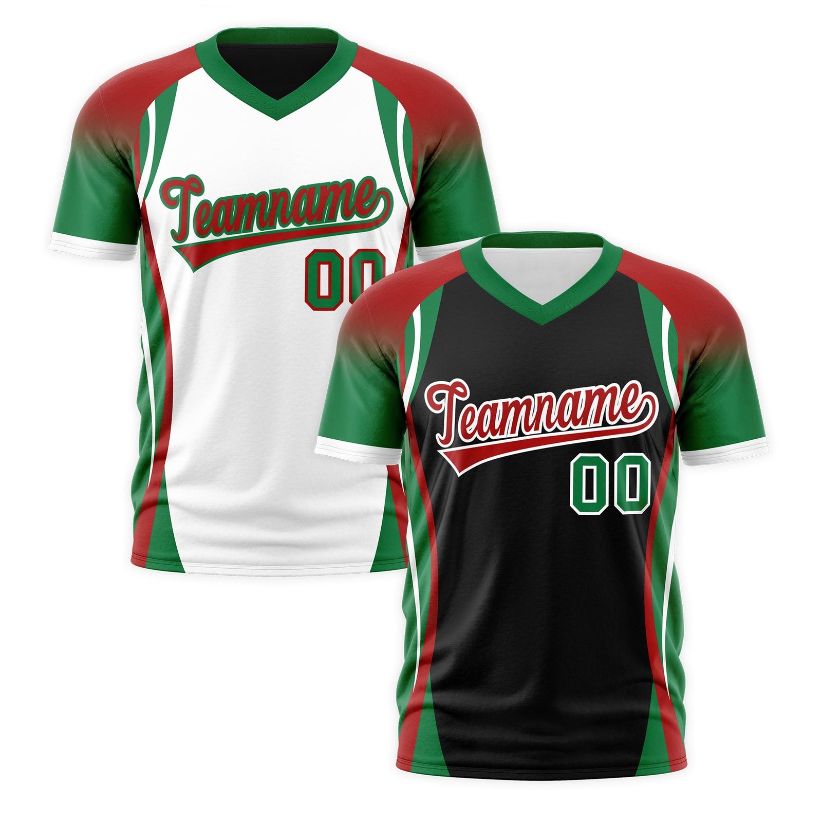 Custom Black Red Kelly Green Reversible Wrinkle-Resistant T-shirt| KXKSHOP
