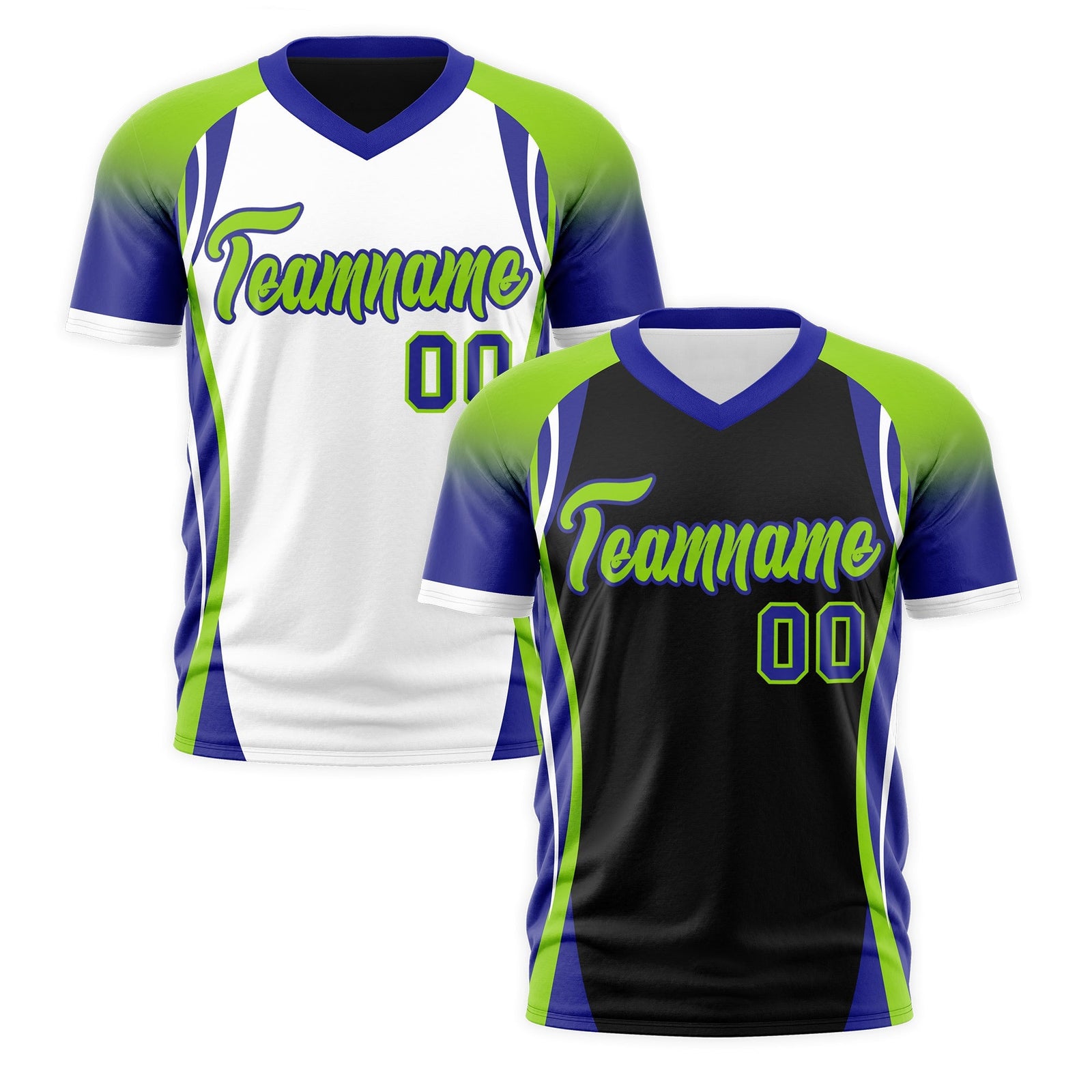 Custom Black Neon Green Royal Blue Reversible Breathable T-shirt| KXKSHOP