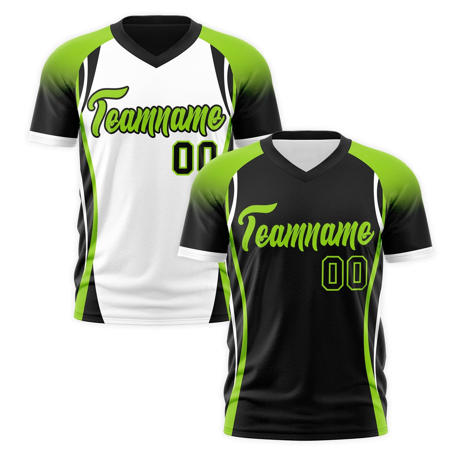 Custom Black Neon Green White Reversible Wrinkle-Resistant T-shirt| KXKSHOP