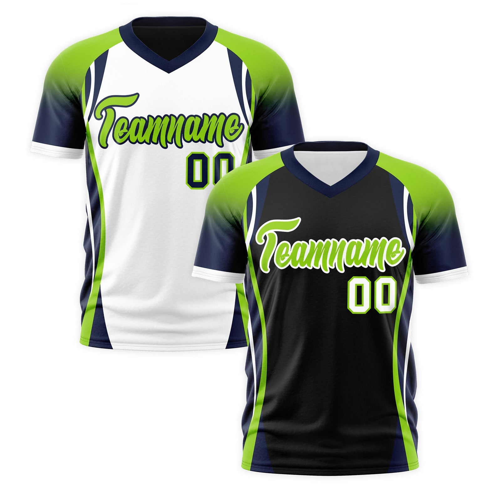 Custom Black Neon Green Navy Reversible Breathable T-shirt| KXKSHOP