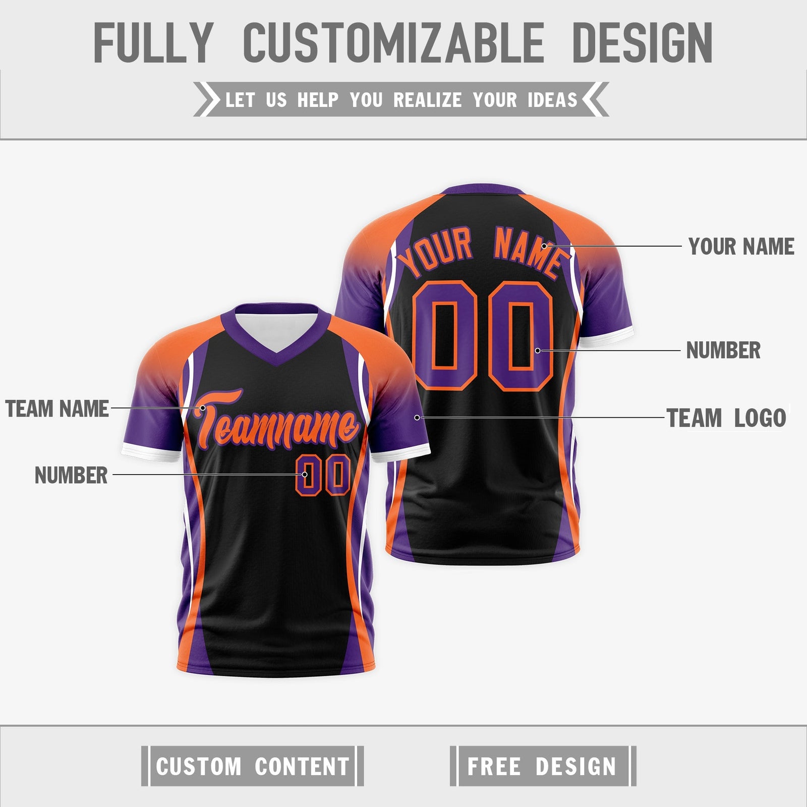 Custom Black Orange Purple Reversible Wrinkle-Resistant T-shirt| KXKSHOP