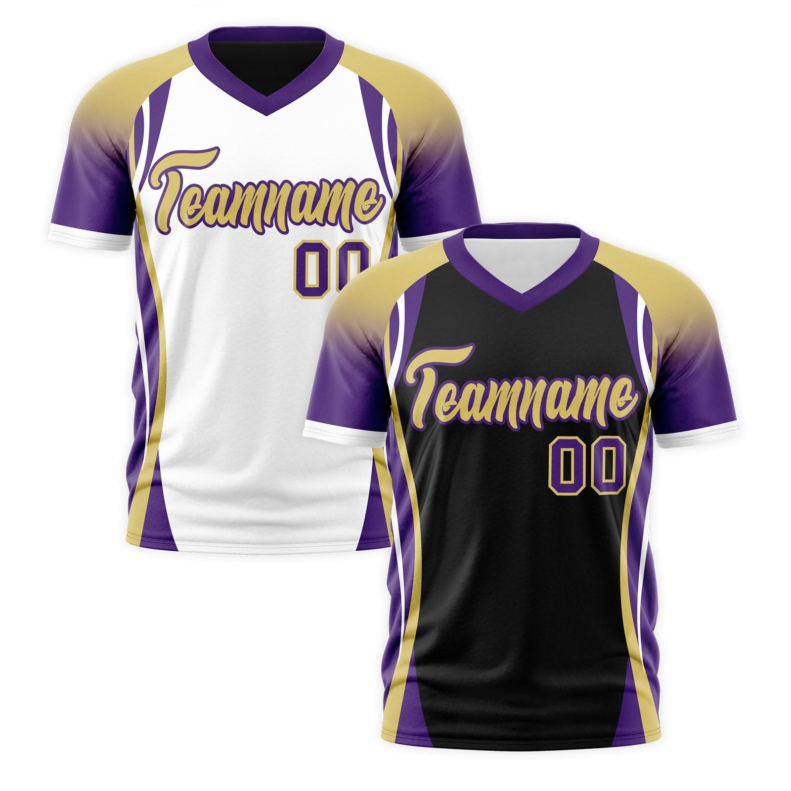 Custom Black Old Gold Purple Reversible Breathable T-shirt| KXKSHOP