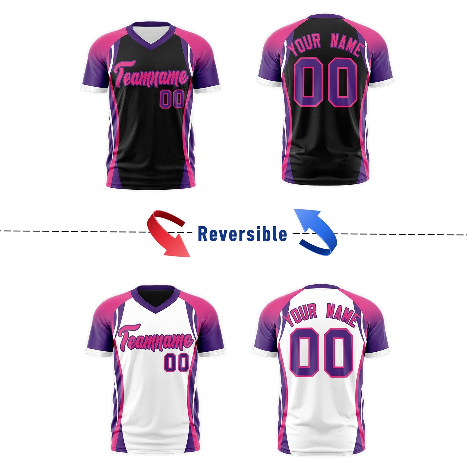 Custom Black Rose Red Purple Reversible Breathable T-shirt| KXKSHOP