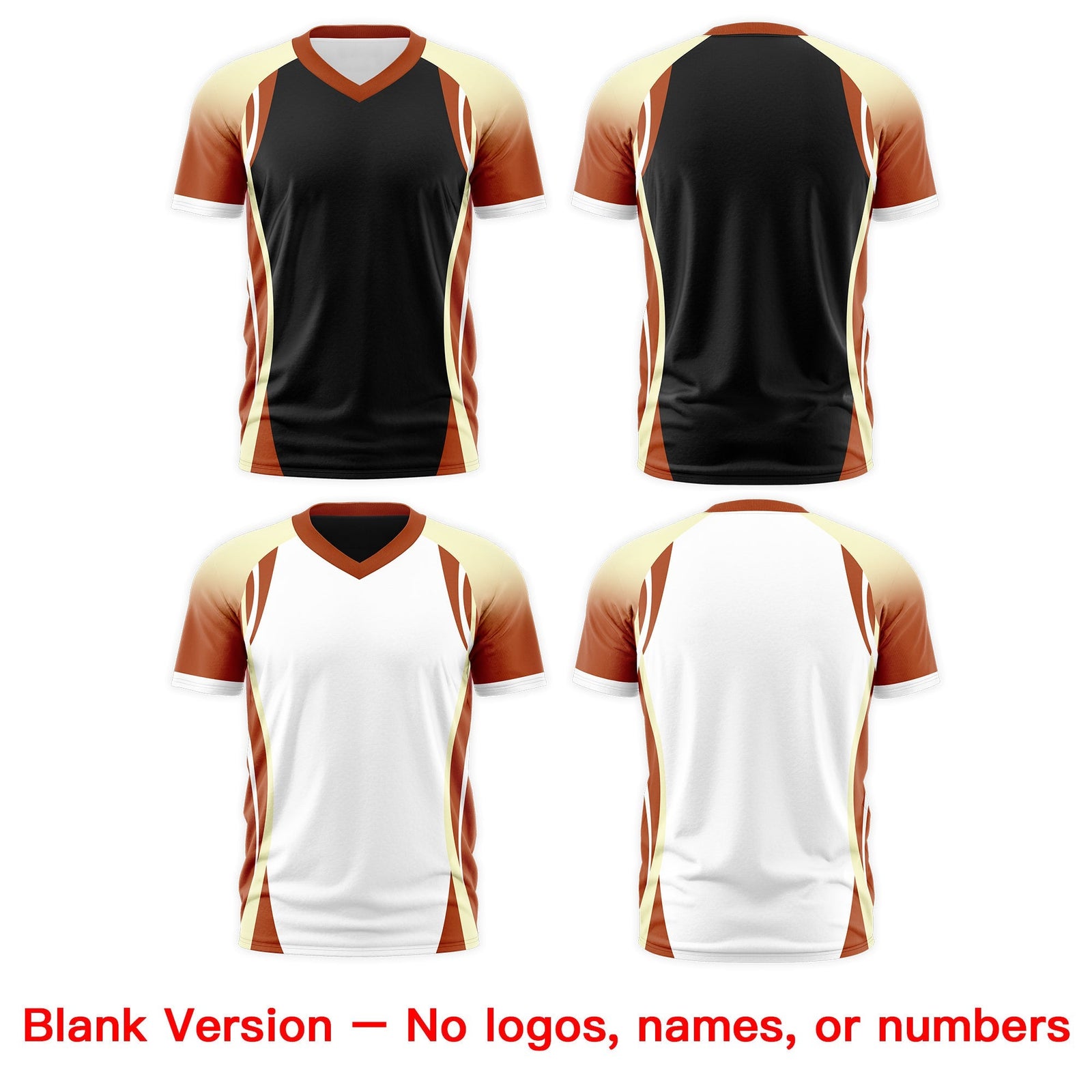 Custom Black Cream Dark Orange Reversible Breathable T-shirt| KXKSHOP
