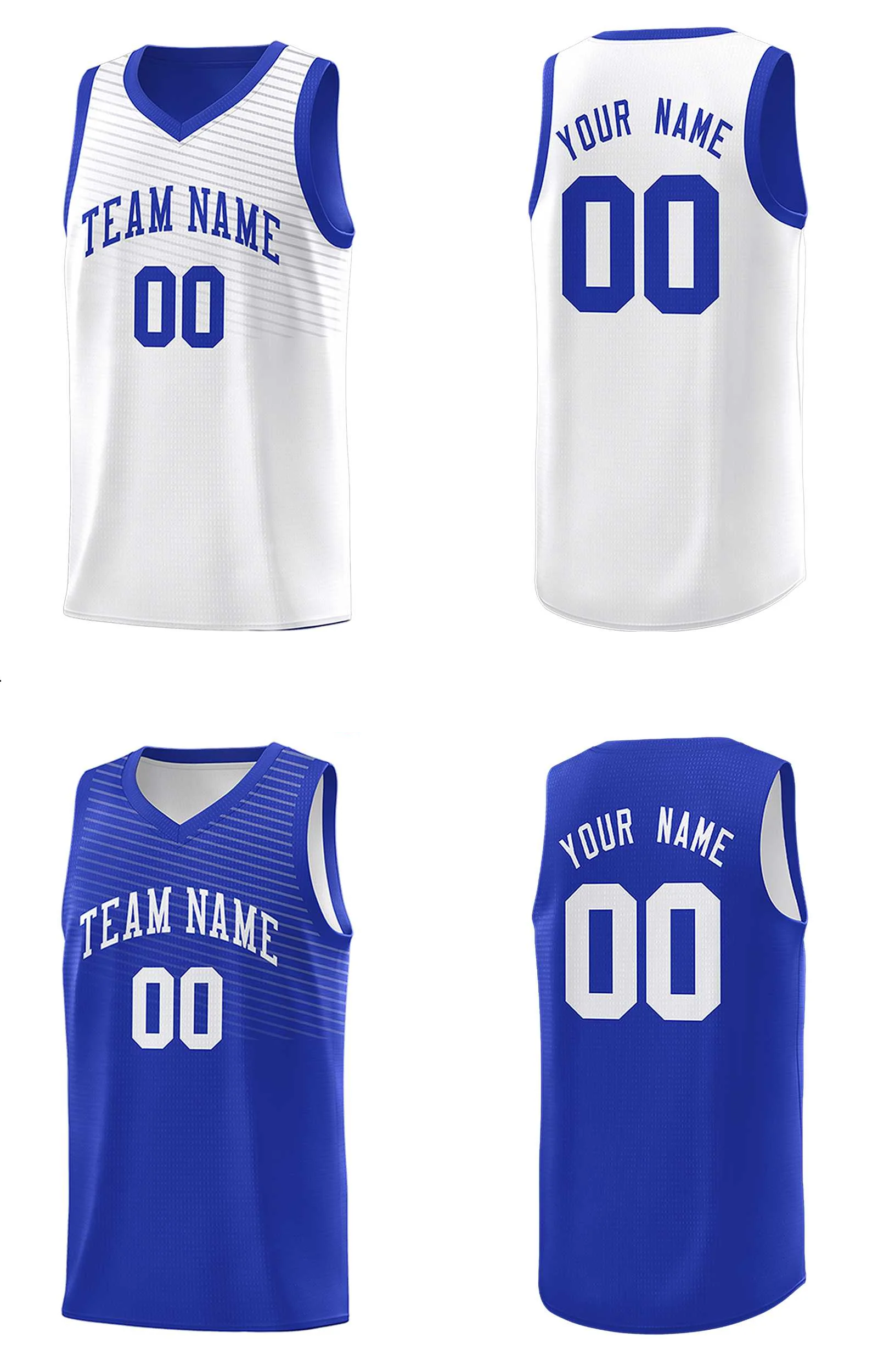 Fans-Made |Custom Royal White Chest Slash Patttern Double Side Top Sports Uniform Basketball Jersey¨C Available for Reorder