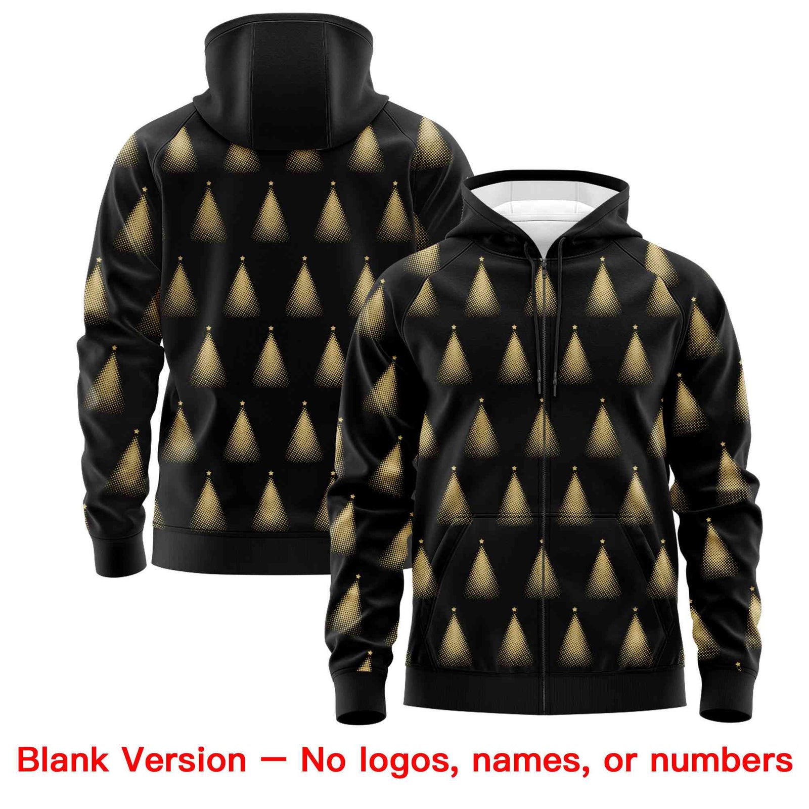 Custom Black Khaki Christmas Graffiti Pattern Athletic Full-Zip Hoodie| KXKSHOP