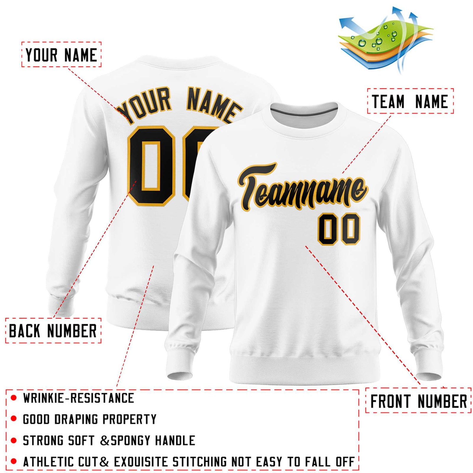 Custom White Classic Style Personalized Uniform Pullover Hoodie