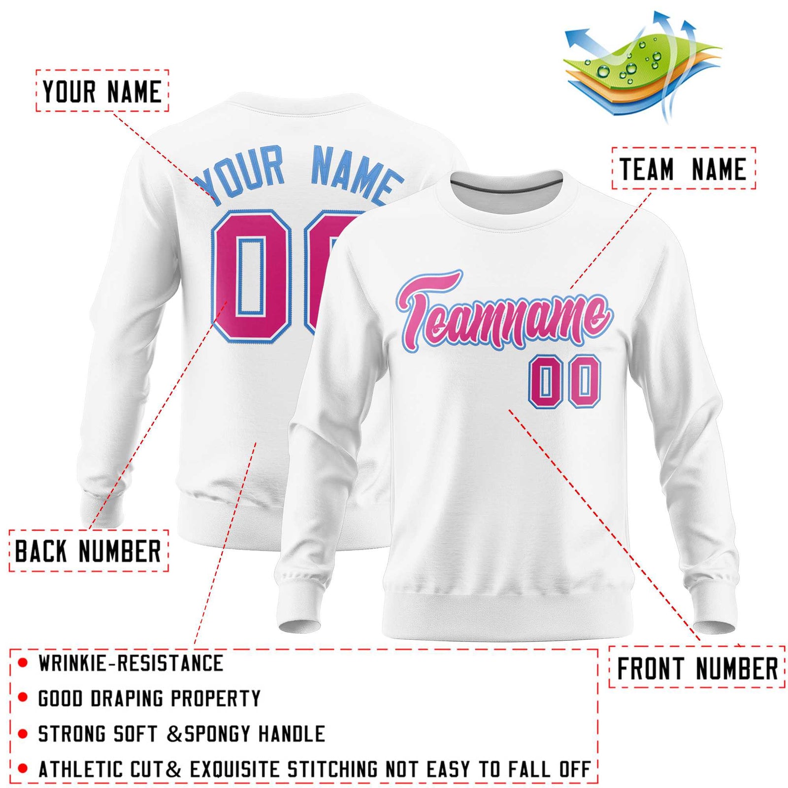 Custom White Classic Style Personalized Uniform Pullover Hoodie