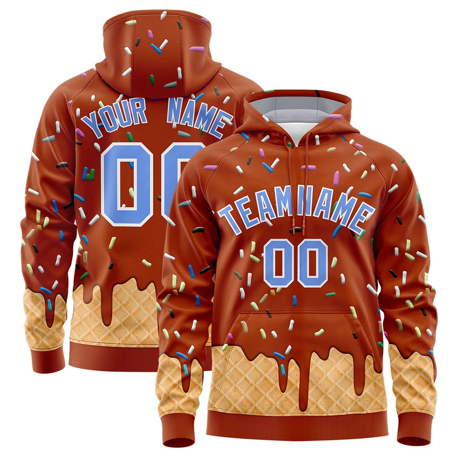 Custom Texas Orange Graffiti Pattern Fashion Hoodie Athletic Pullover Sweatshirt