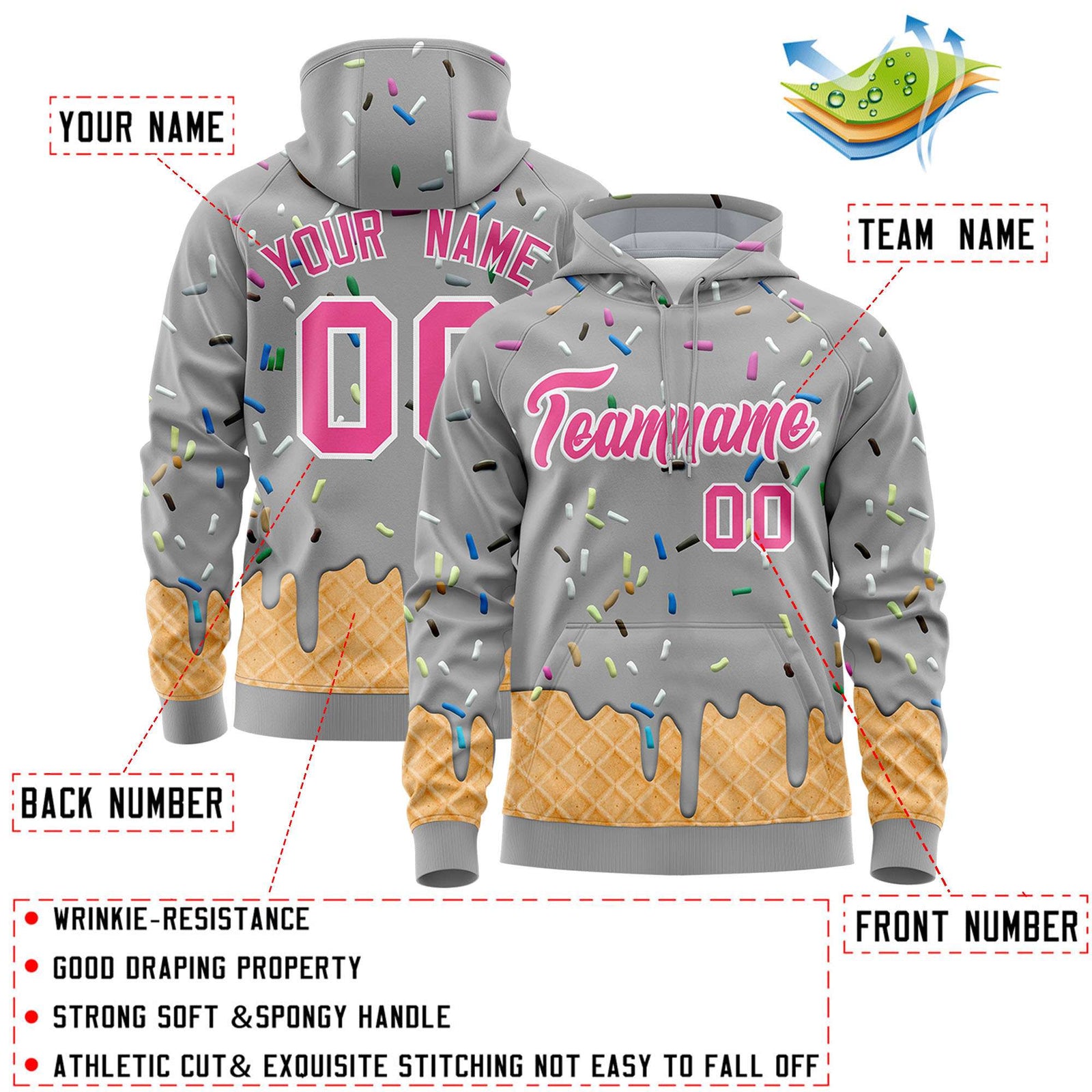 Custom Silver Graffiti Pattern Fashion Hoodie Athletic Pullover Sweatshirt