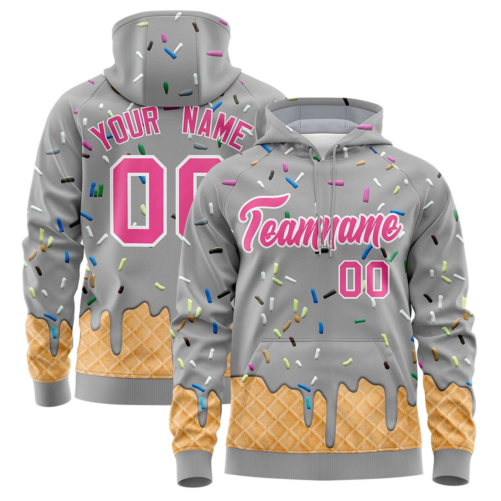 Custom Silver Graffiti Pattern Fashion Hoodie Athletic Pullover Sweatshirt