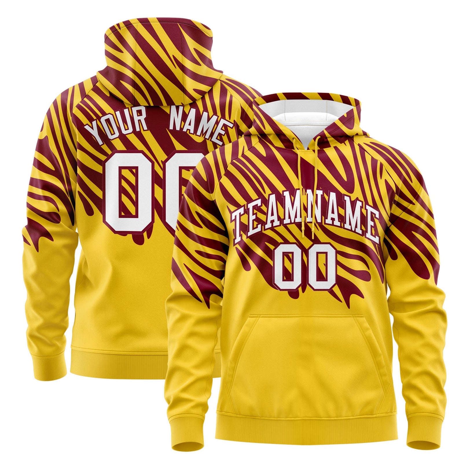 Custom Crimson Gold Leopard Print Pullover Sweatshirt Hoodie| KXKSHOP