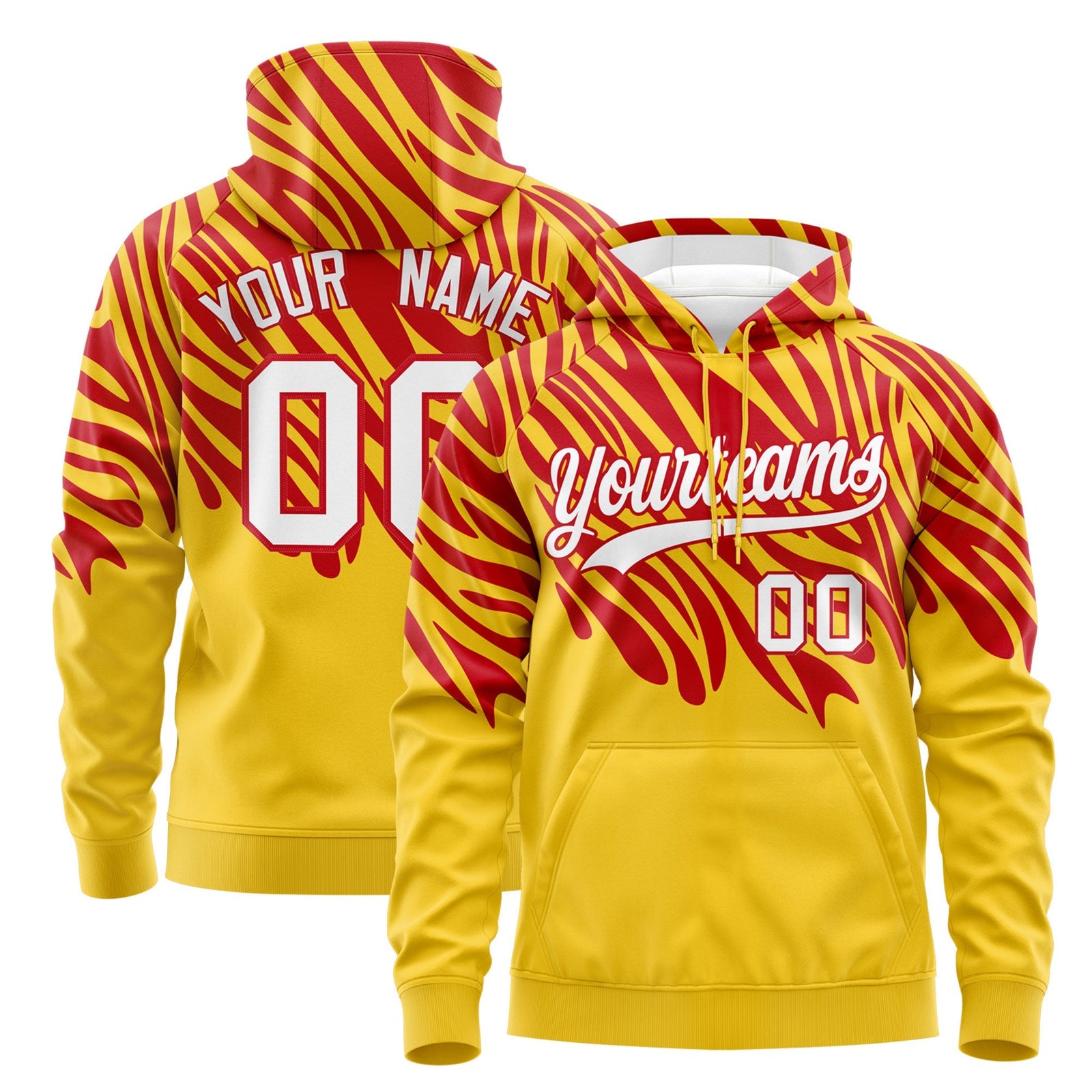 Custom Red Gold Leopard Print Pullover Sweatshirt Hoodie| KXKSHOP