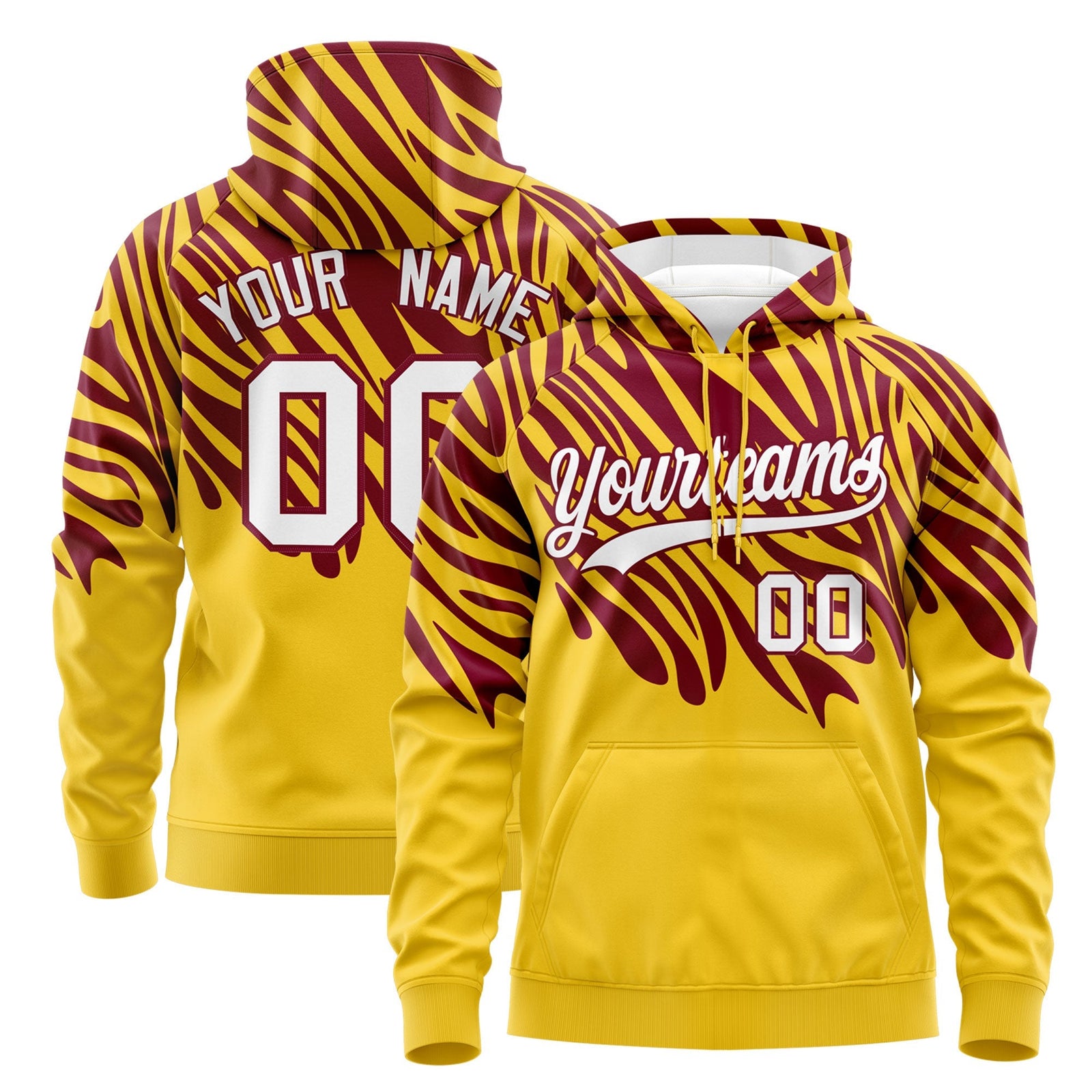 Custom Crimson Gold Leopard Print Pullover Sweatshirt Hoodie| KXKSHOP
