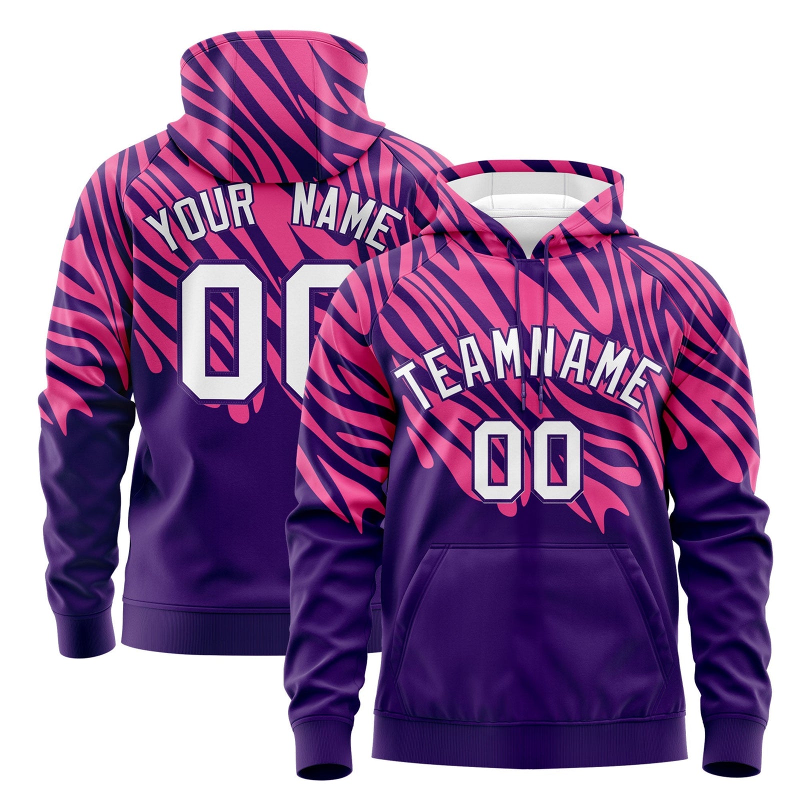 Custom Pink Purple Leopard Print Pullover Sweatshirt Hoodie| KXKSHOP