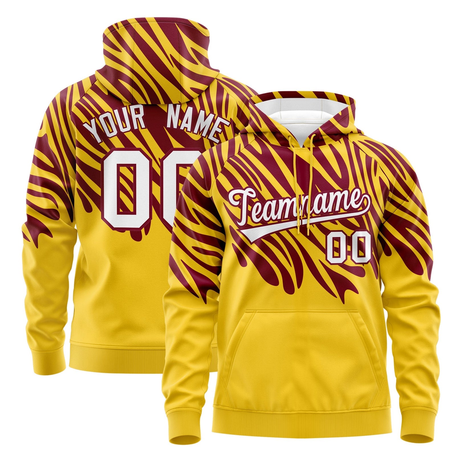 Custom Crimson Gold Leopard Print Pullover Sweatshirt Hoodie| KXKSHOP