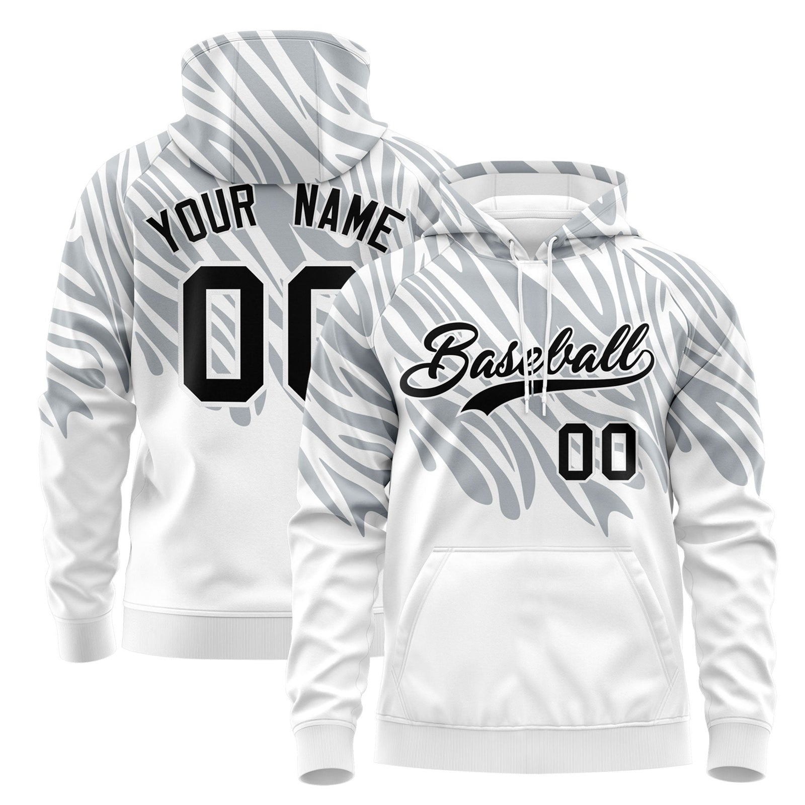 Custom Silver White Leopard Print Pullover Sweatshirt Hoodie| KXKSHOP