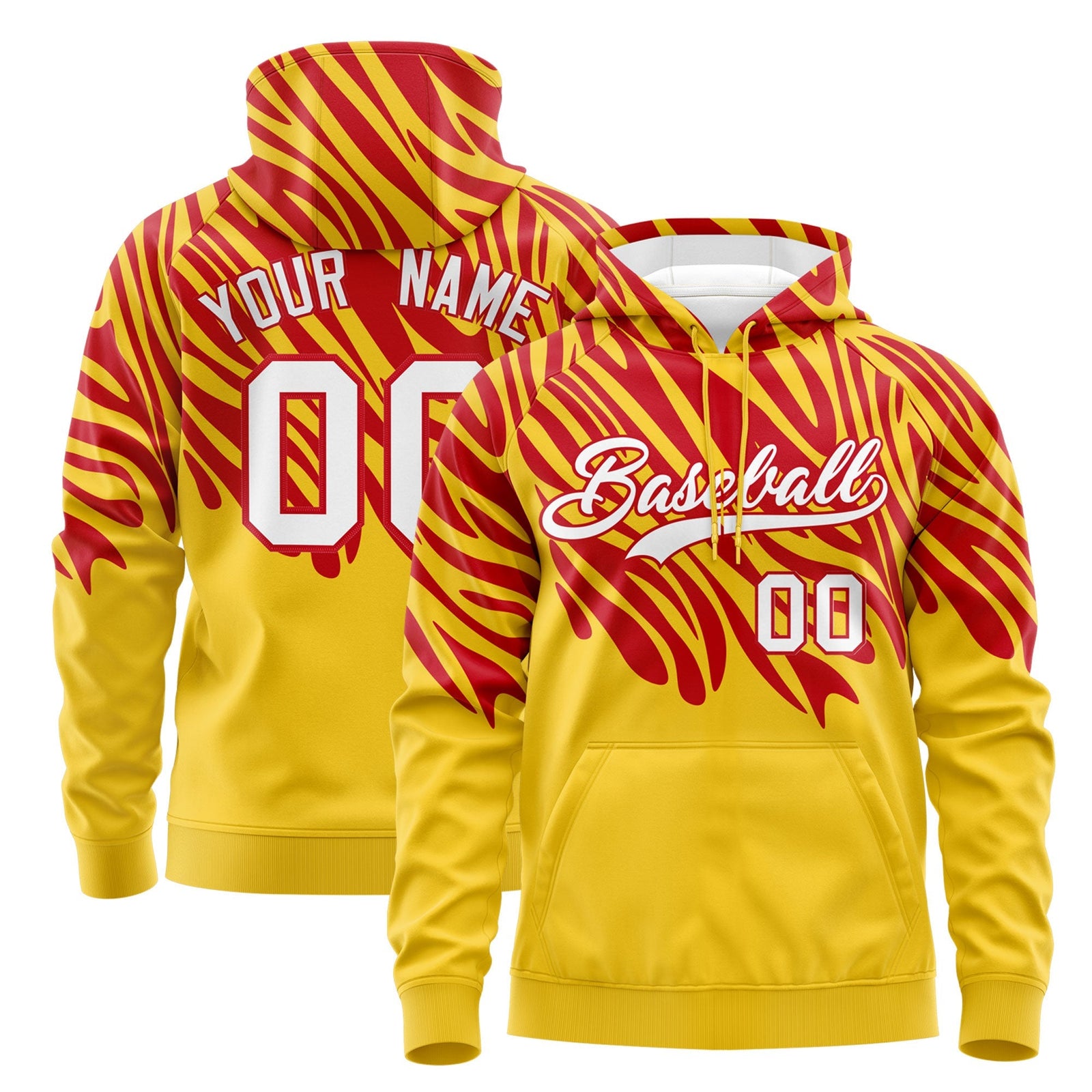 Custom Red Gold Leopard Print Pullover Sweatshirt Hoodie| KXKSHOP
