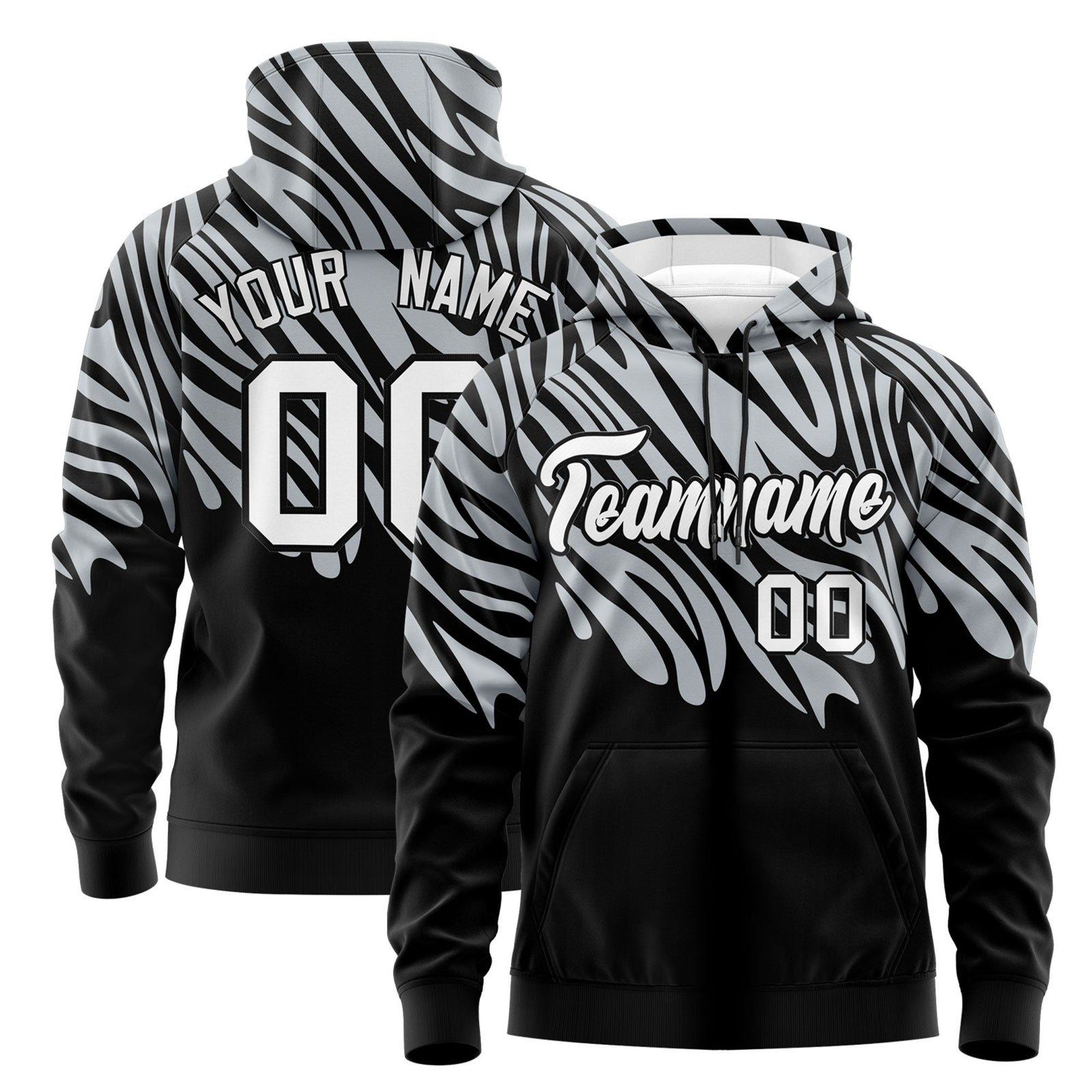 Custom Silver Black White Leopard Print Pullover Sweatshirt Hoodie| KXKSHOP