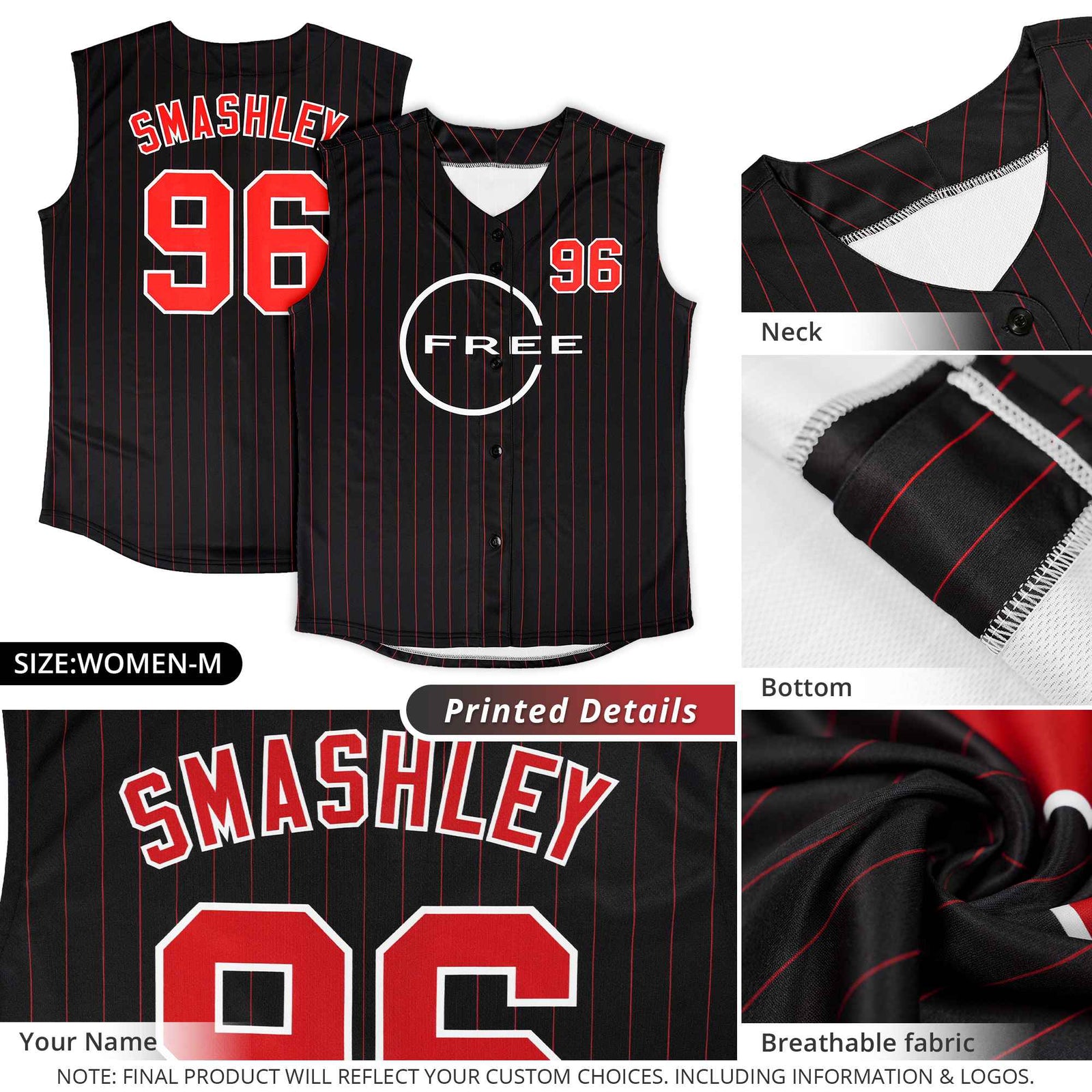 Custom Gray Red-Black Sleeveless Stripe Fashion Baseball Jersey