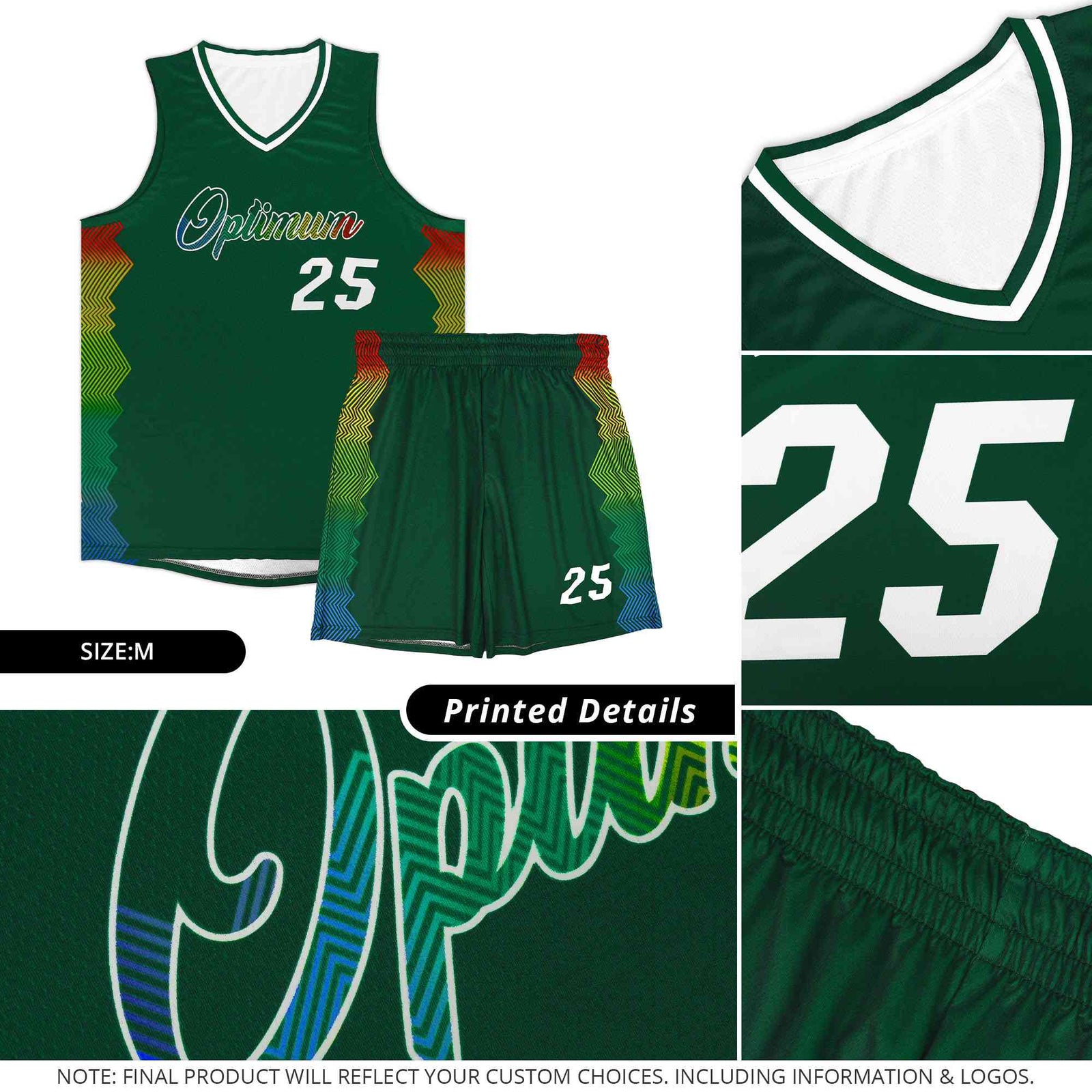Custom Kelly Green Denver Nuggets Rainbow Side Sports Uniform Basketball Jersey