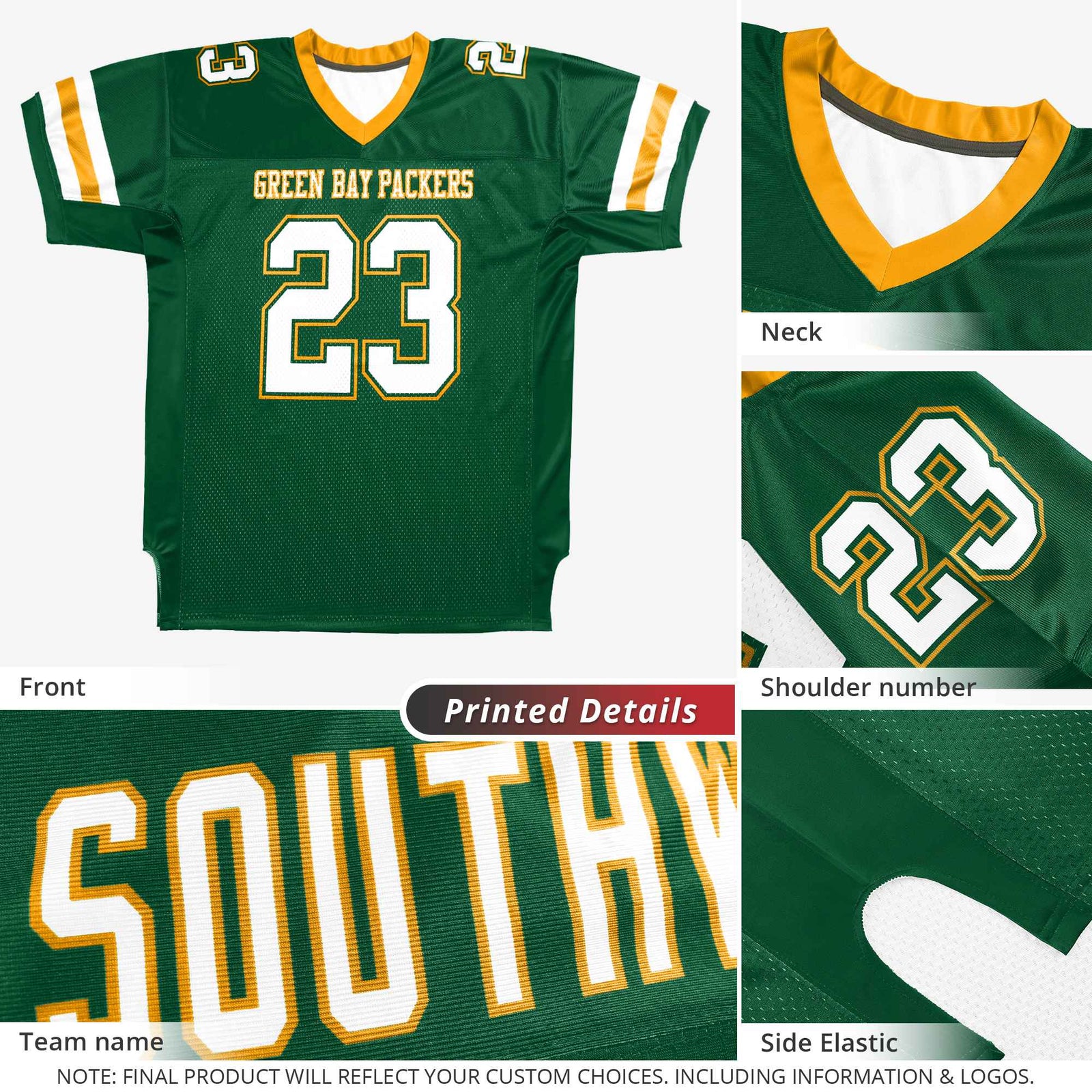 Custom Black White-Old Gold Classic Style Mesh Authentic Football Jersey