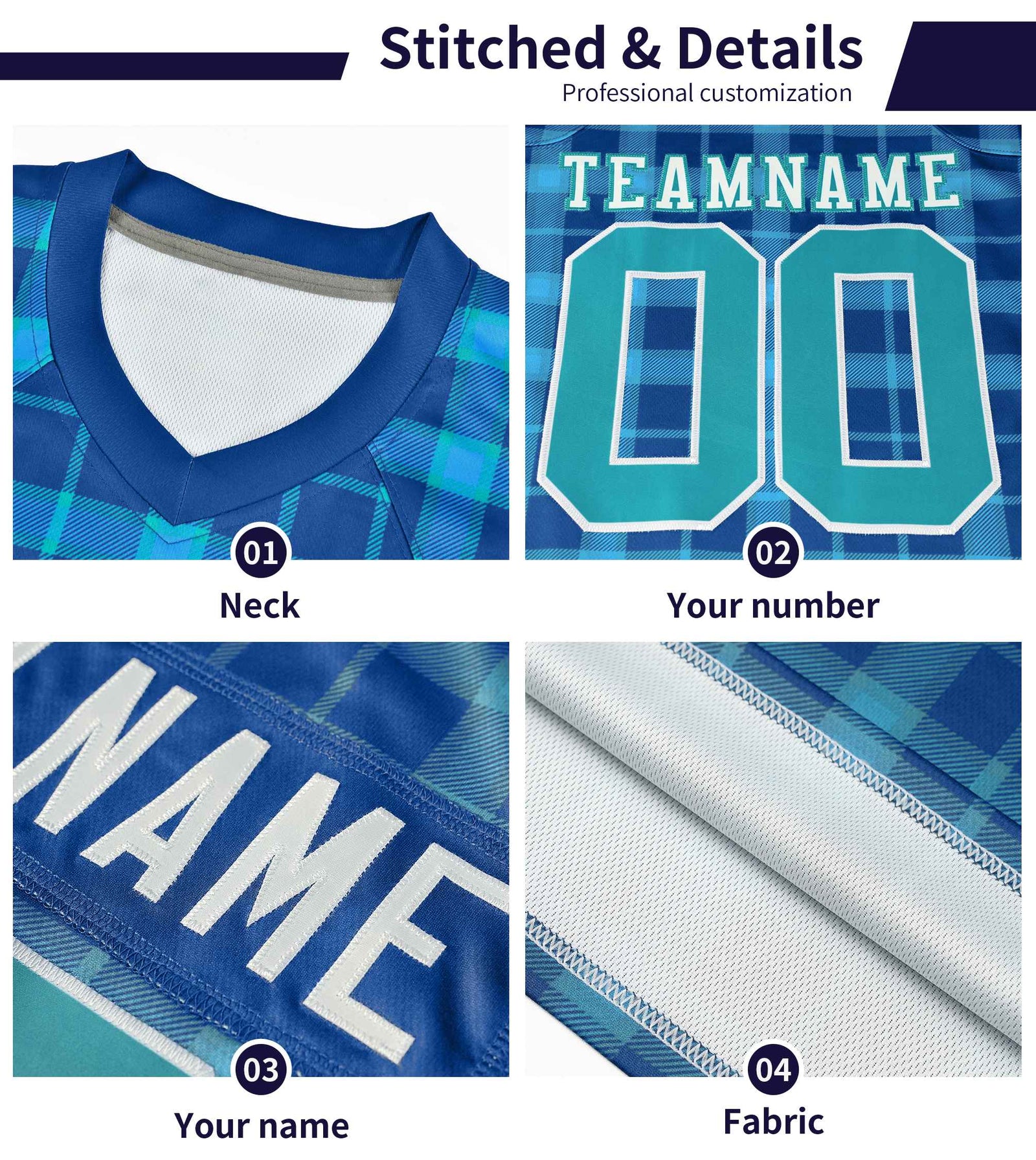 Custom White Personalized Plaid Pattern Design Authentic Football Jersey