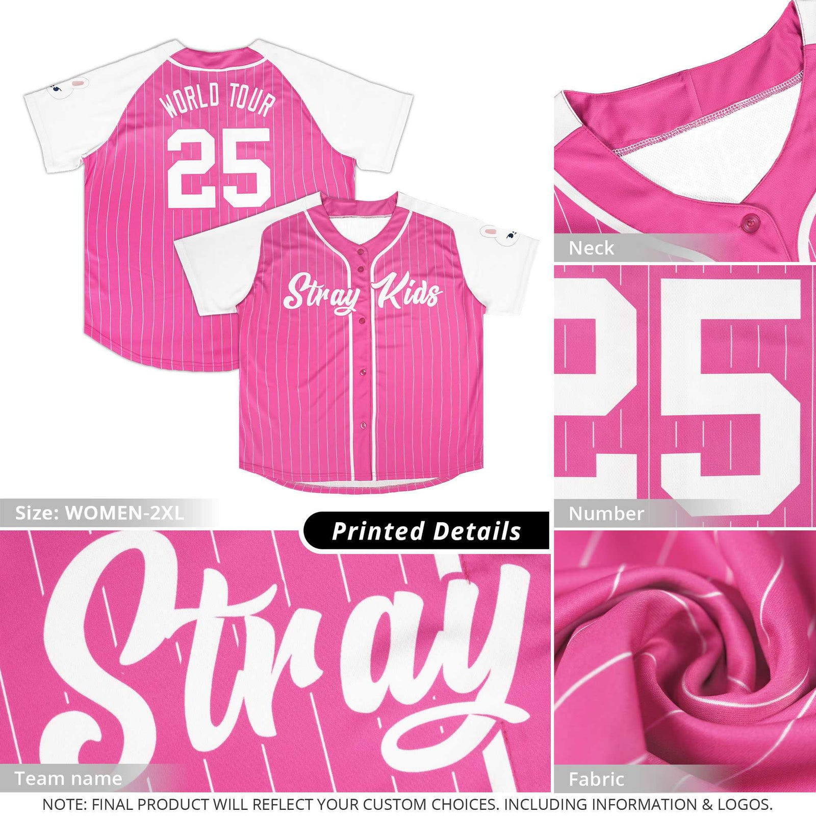 Custom Pink White Stripe Fashion Raglan Sleeves Authentic Baseball Jersey