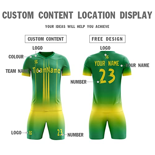 Custom Green Yellow Soft Training Uniform Soccer Sets Jersey