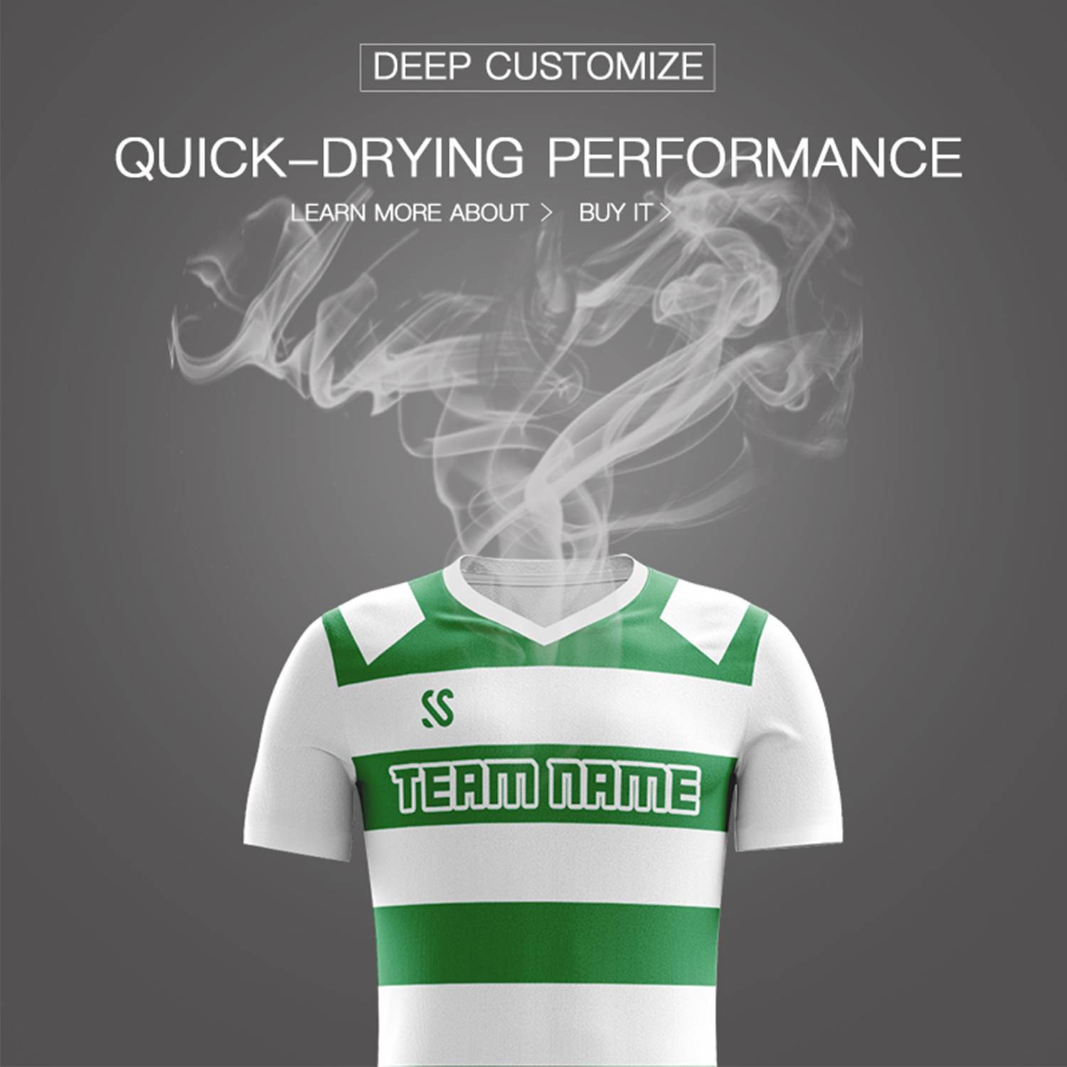 Custom Green Casual Printing Sportswear Soccer Sets Jersey