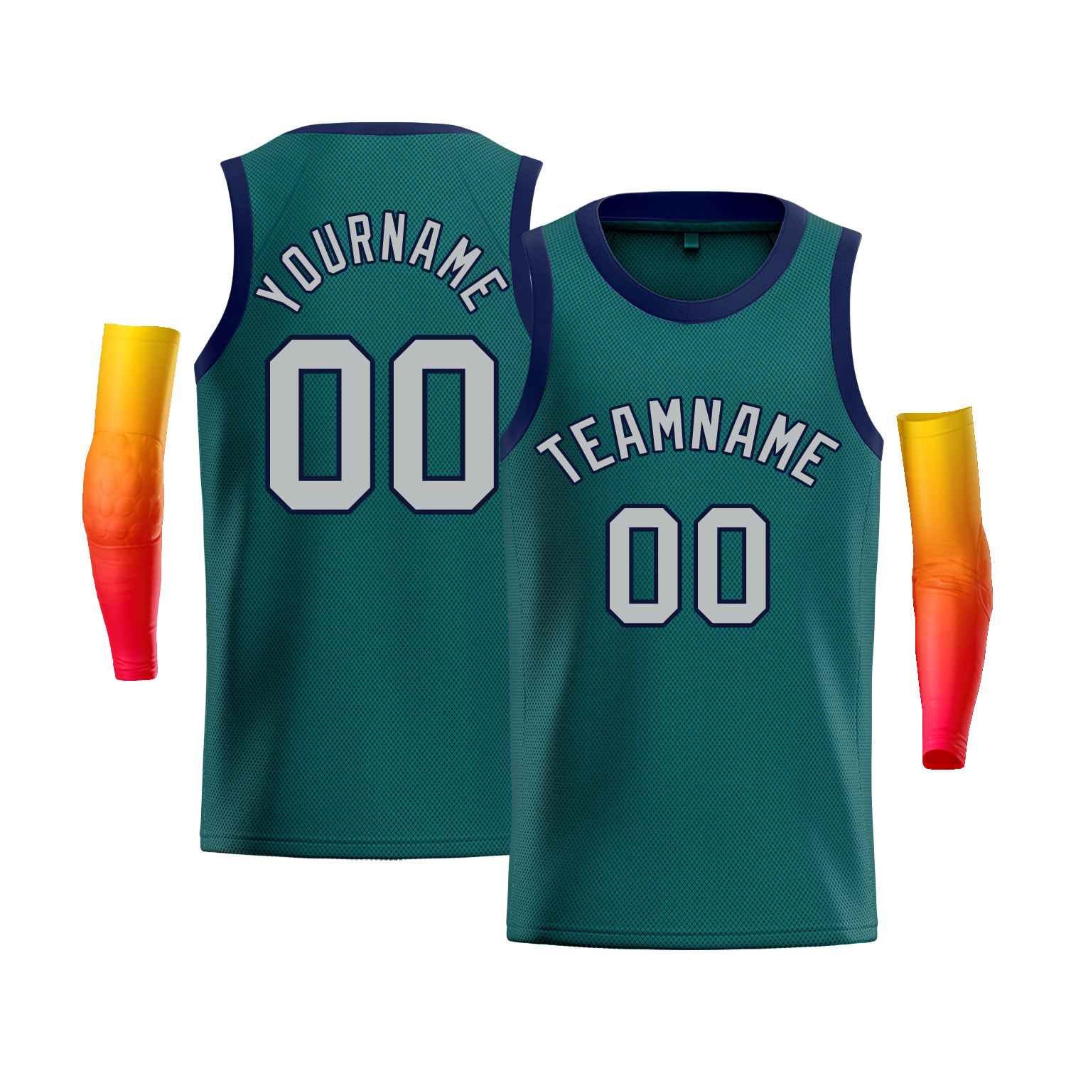 Custom Teal Navy-Gray Classic Tops Men Casual Bull Basketball Jersey
