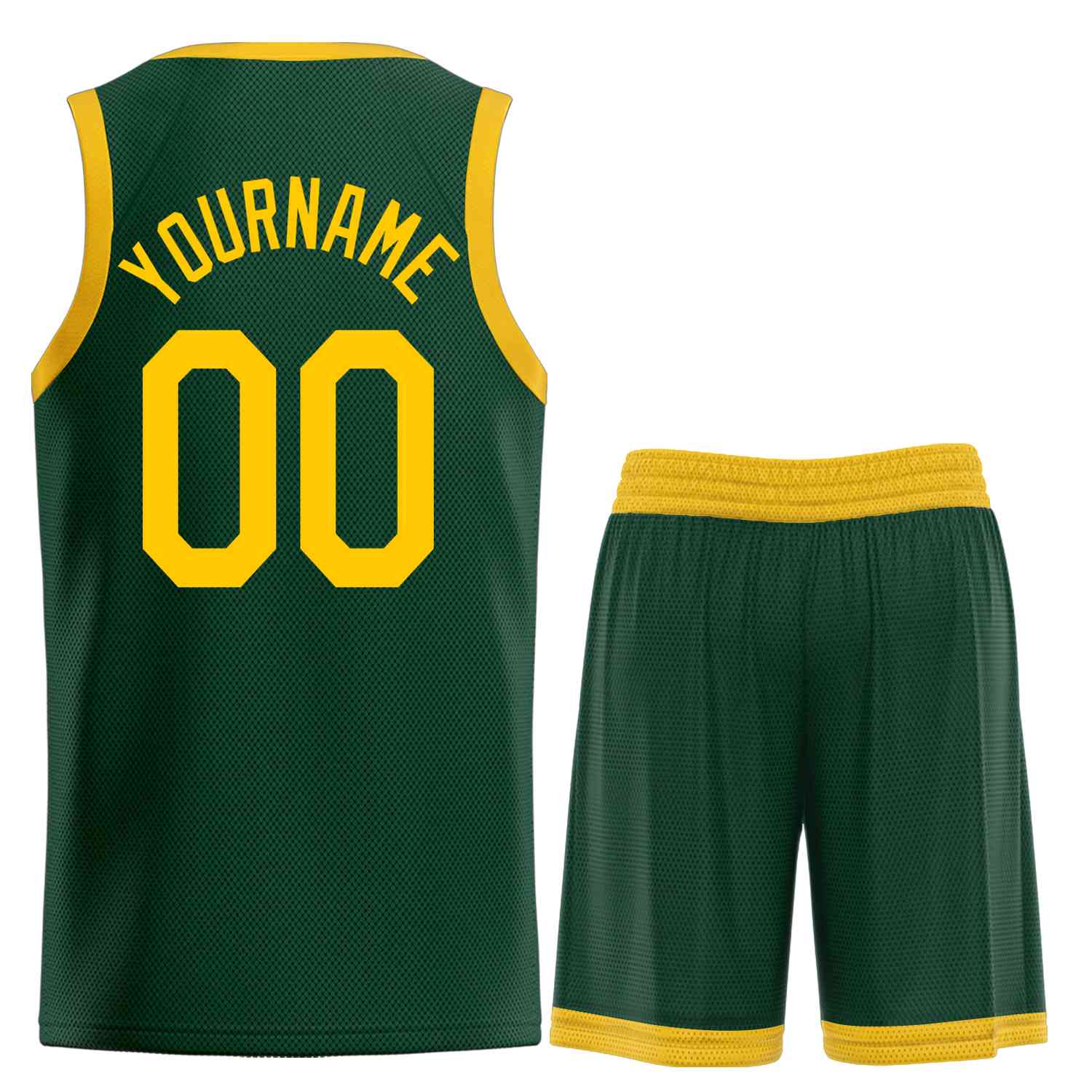 Custom Hunter Green Yellow Heal Sports Uniform Classic Sets Basketball Jersey