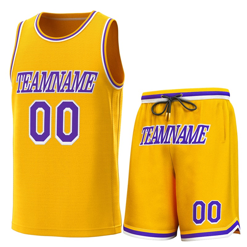 Custom Yellow Purple-White Classic Sets Basketball Jersey