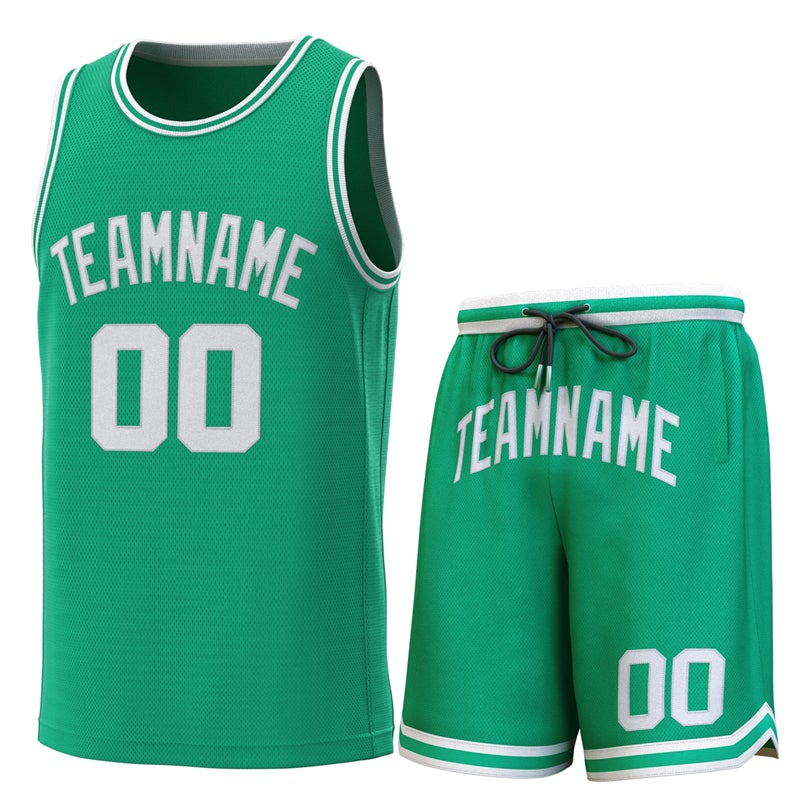 Custom Green White-Green Classic Sets Basketball Jersey