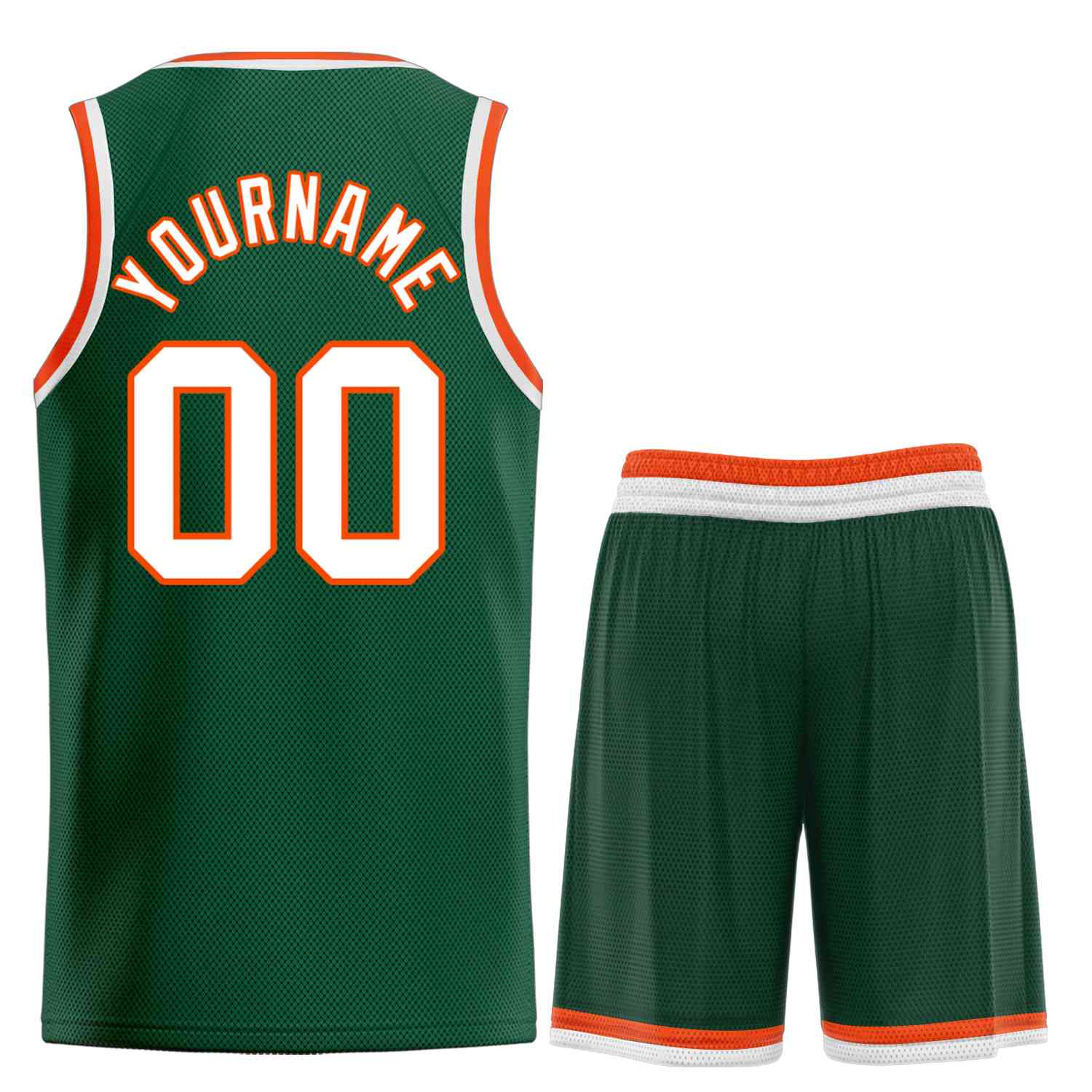 Custom Hunter Green White-Orange Bull Classic Sets Curved Basketball Jersey