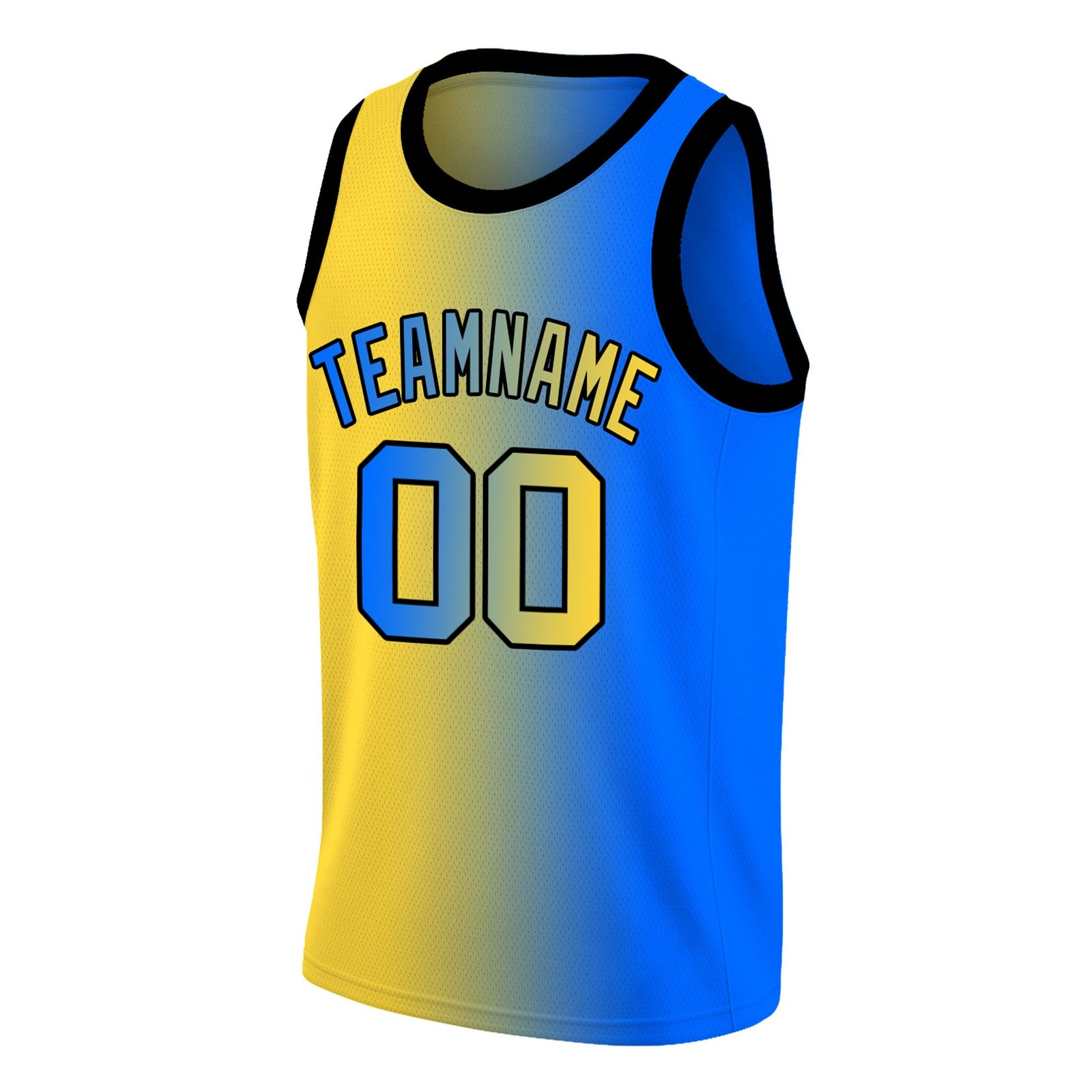 Custom Yellow Blue Black Gradient Fashion Tops Basketball Jersey