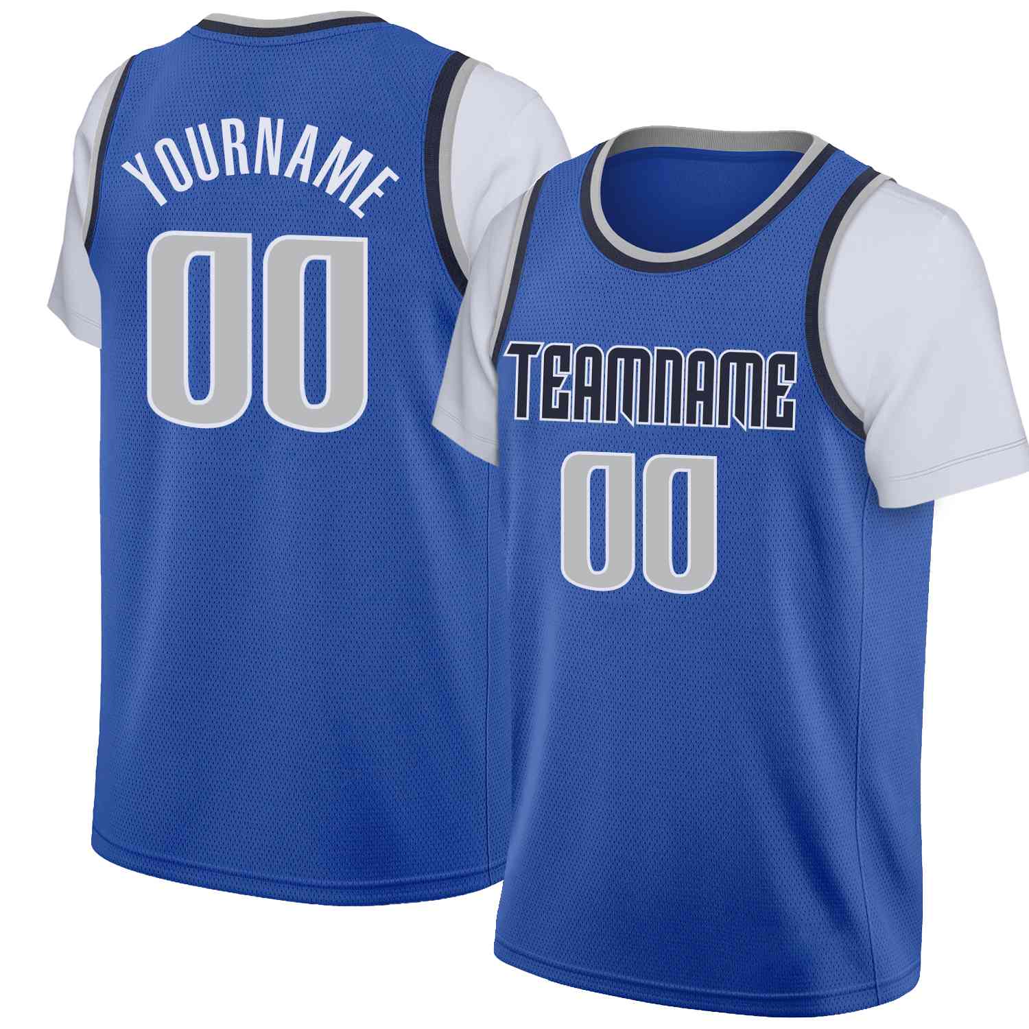 Custom Royal Black-Navy Classic Tops Casual Fake Sleeve Basketball Jersey