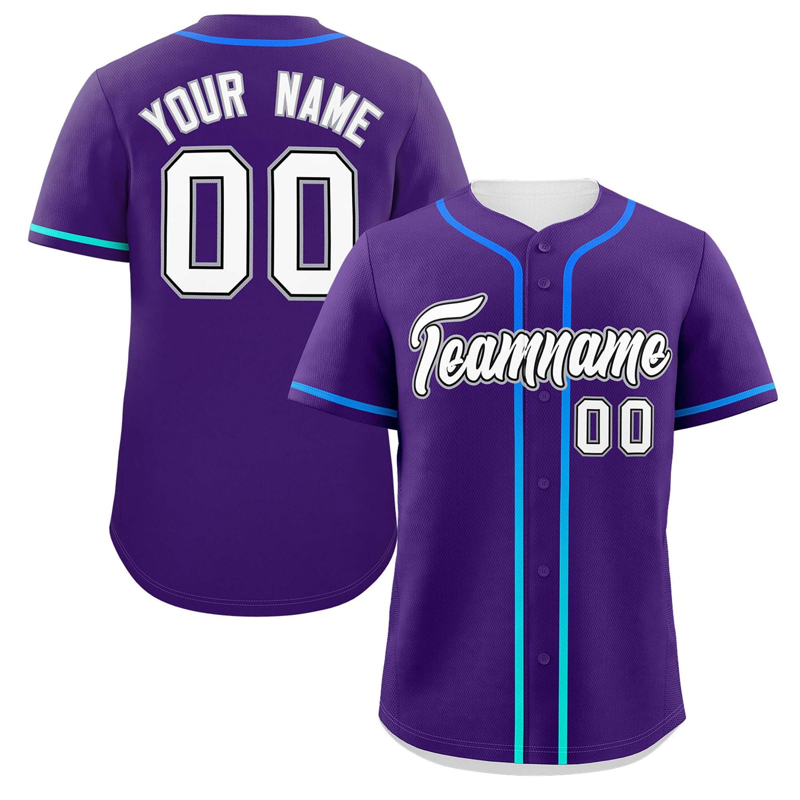 Custom Purple White Personalized Gradient Ribbed Design Authentic Baseball Jersey