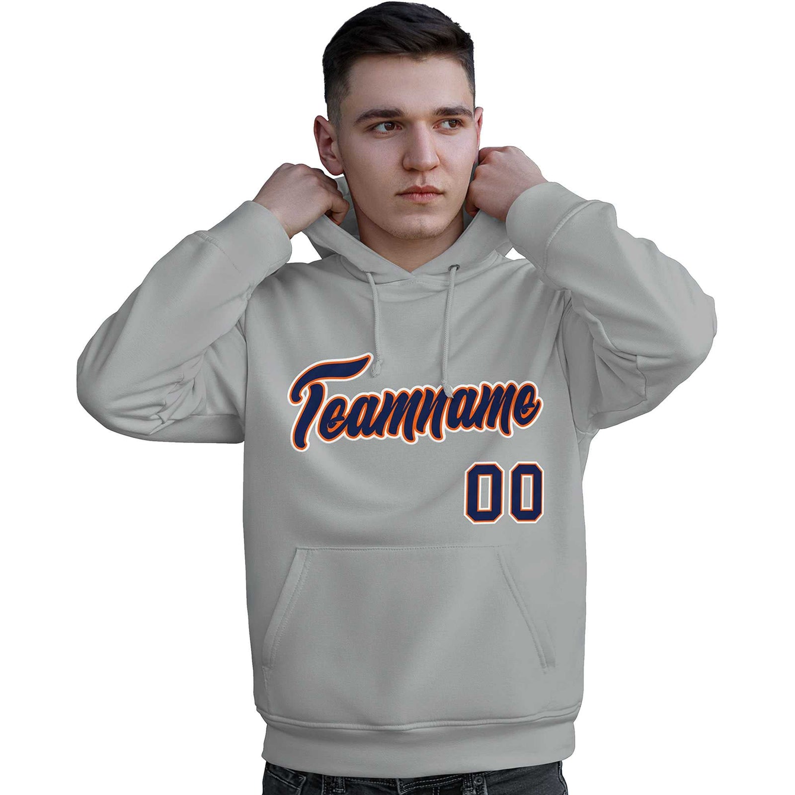 Custom Gray Royal-Orange Classic Style Personalized Sport Pullover Hoodie