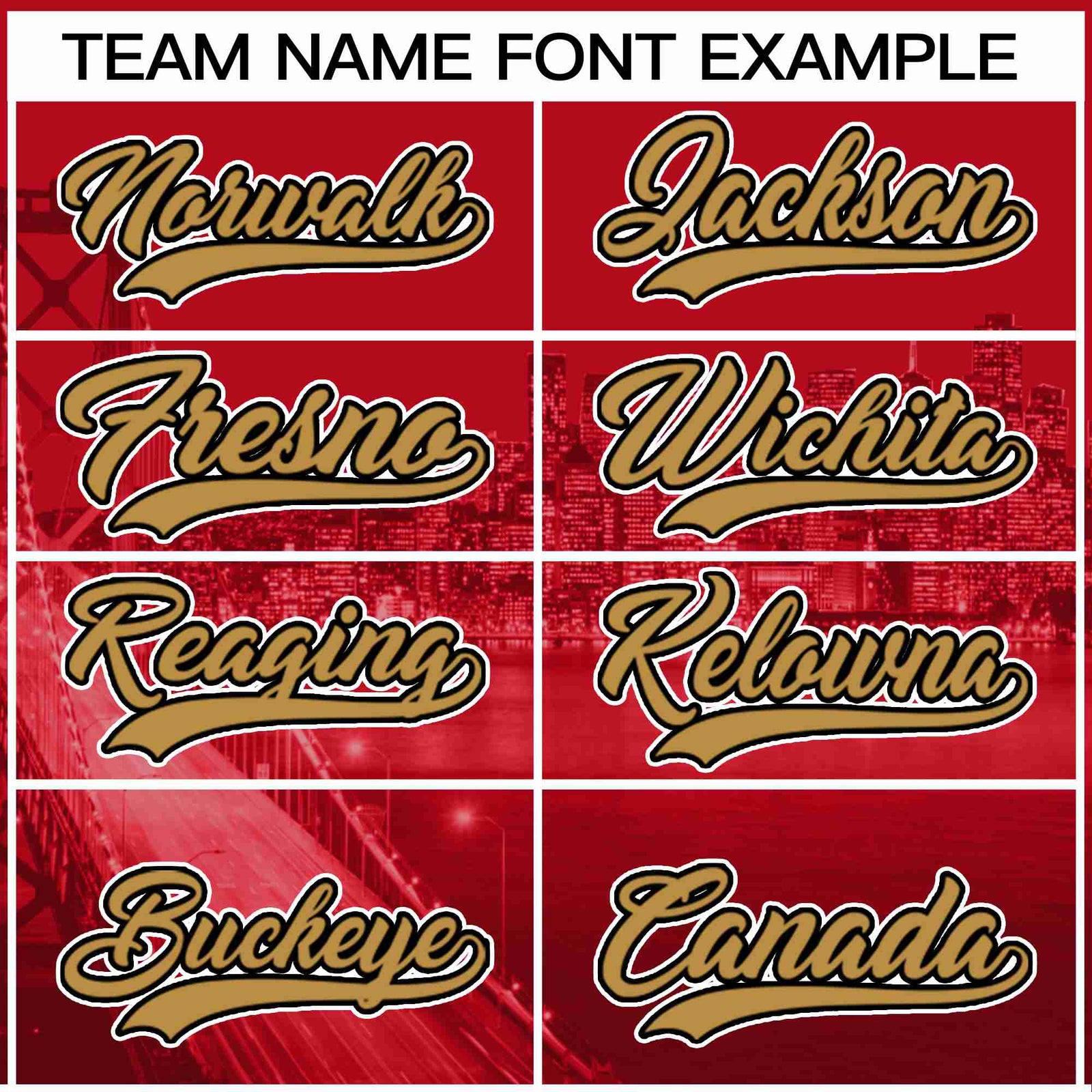 Custom Red Old Gold-Black San Francisco City Skyline Baseball Jersey