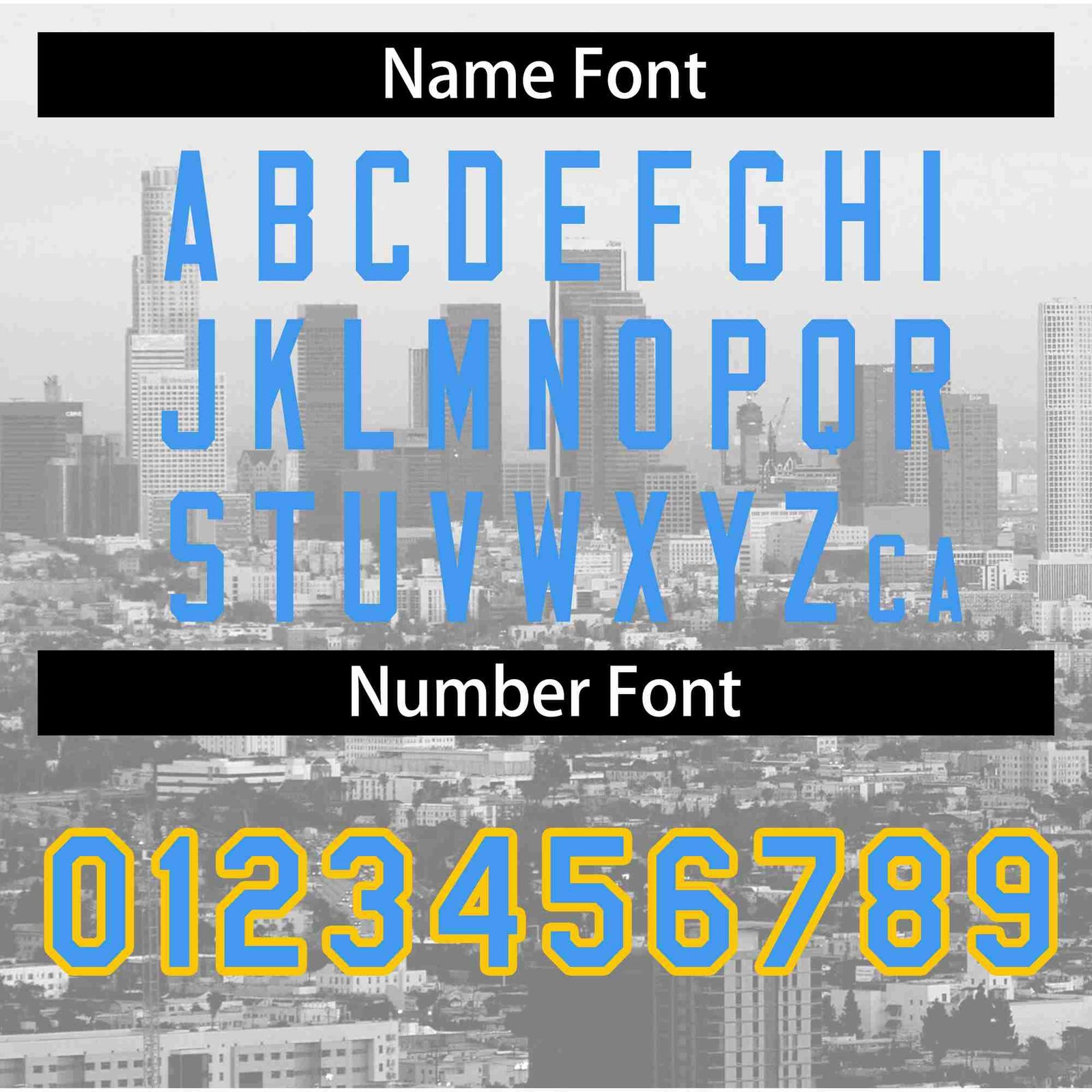 Custom White Powder Blue-Yellow Los Angeles City Skyline Baseball Jersey