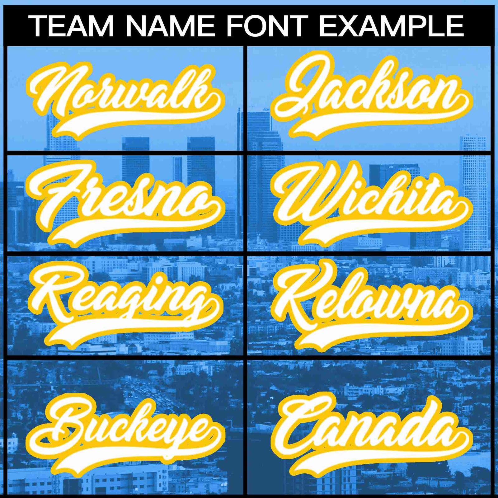 Custom Powder Blue White-Yellow Los Angeles City Skyline Baseball Jersey