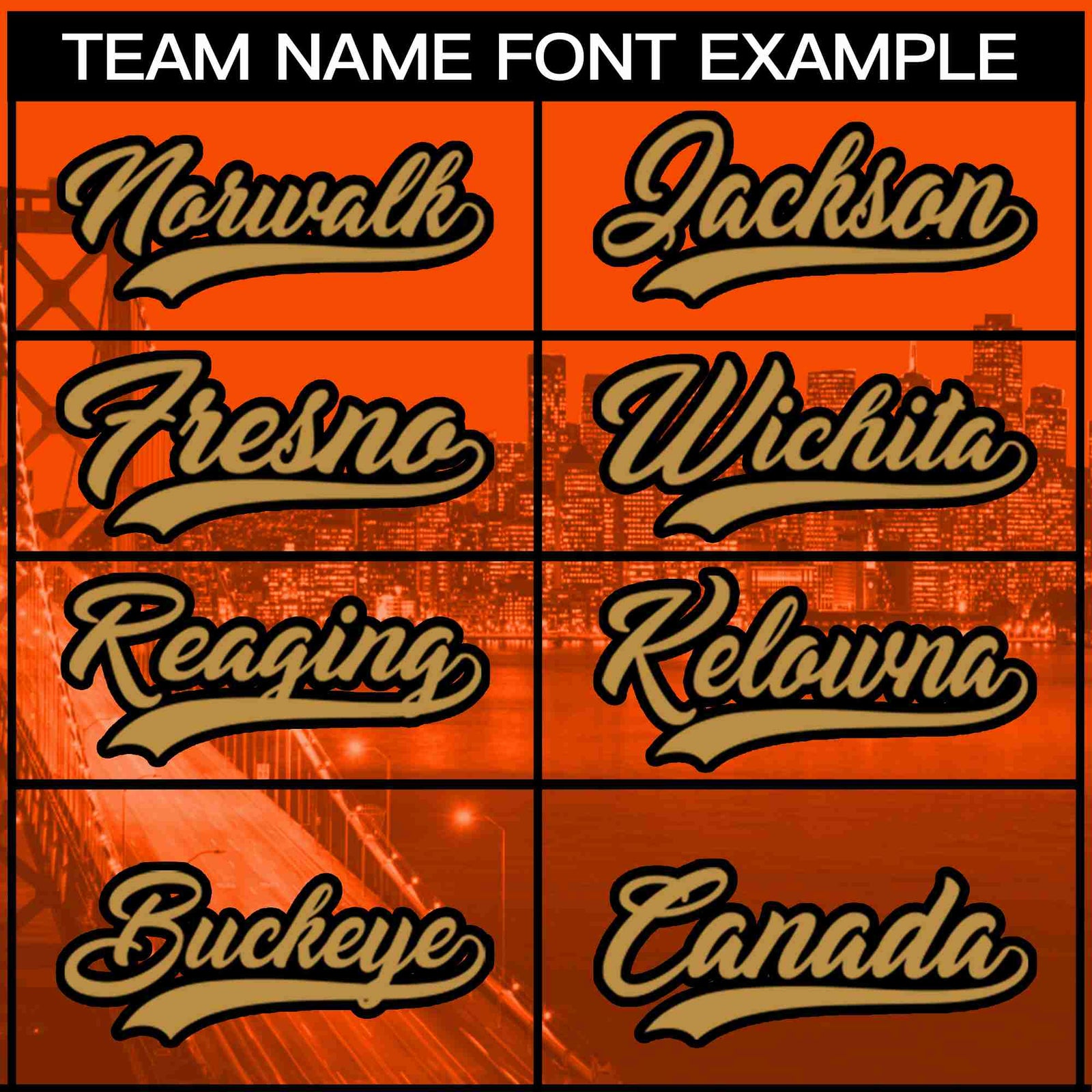 Custom Orange Old Gold-Black San Francisco City Skyline Baseball Jersey