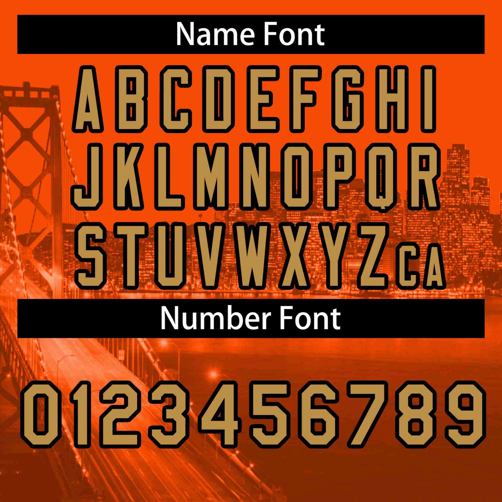 Custom Orange Old Gold-Black San Francisco City Skyline Baseball Jersey