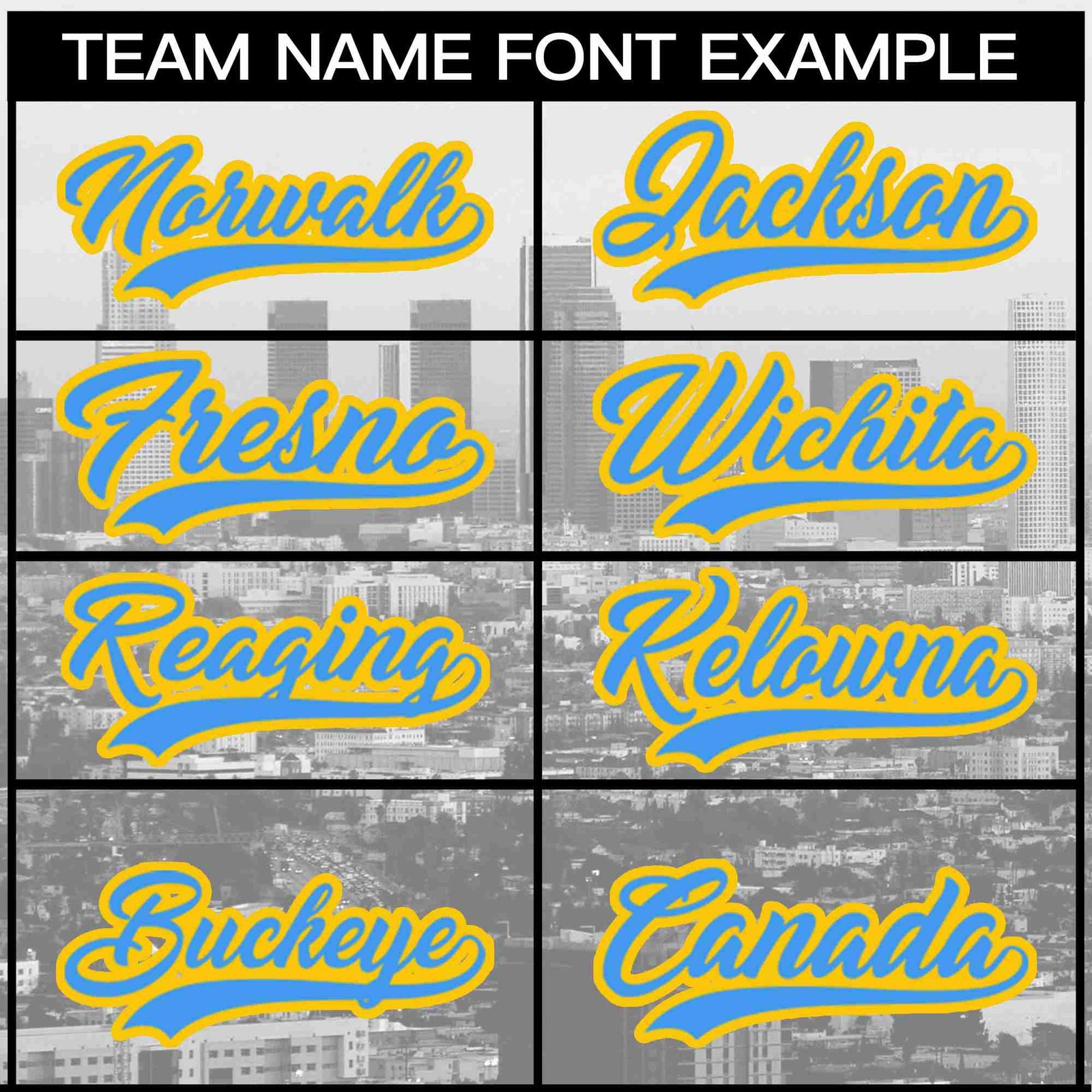 Custom White Powder Blue-Yellow Los Angeles City Skyline Baseball Jersey