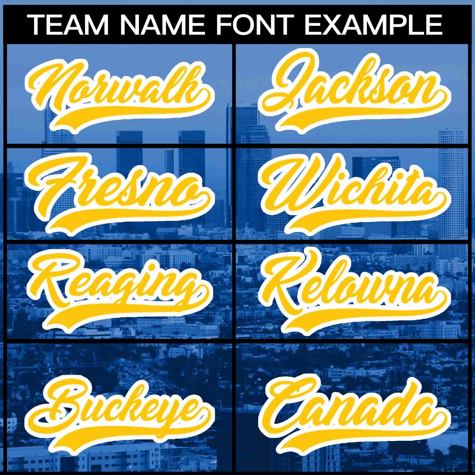 Custom Royal Yellow-White Los Angeles City Skyline Baseball Jersey