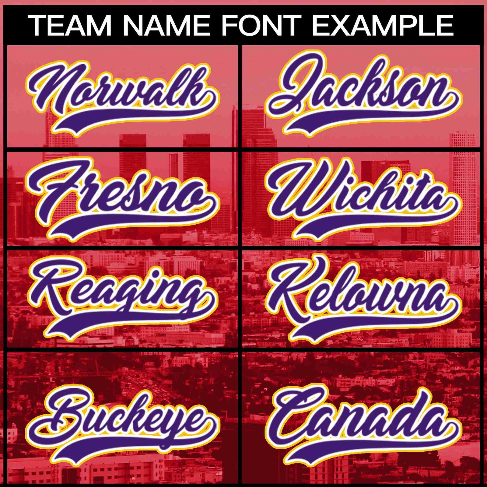 Custom Red Purple-White Los Angeles City Skyline Baseball Jersey