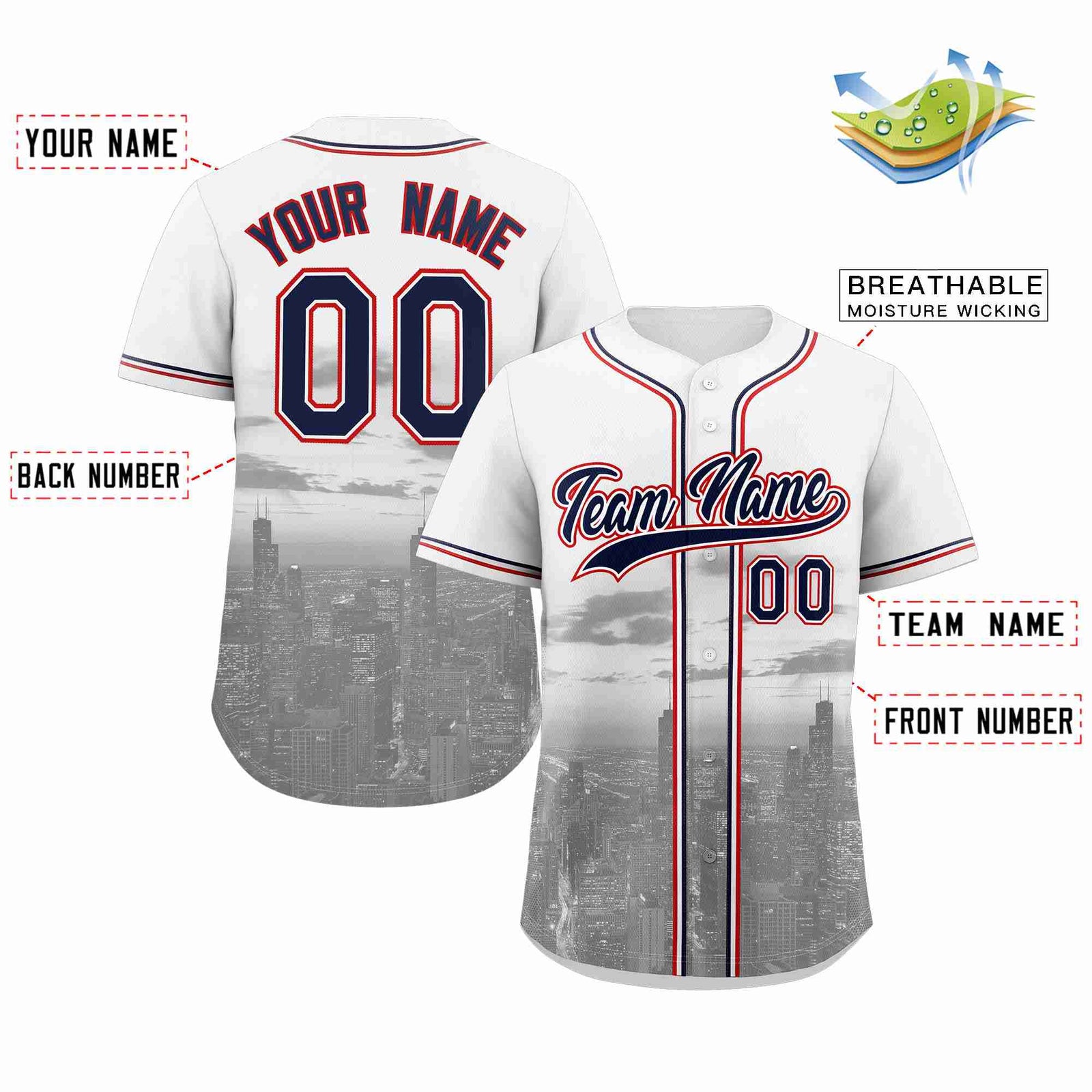 Custom White Navy-White Chicago City Connect Baseball Jersey